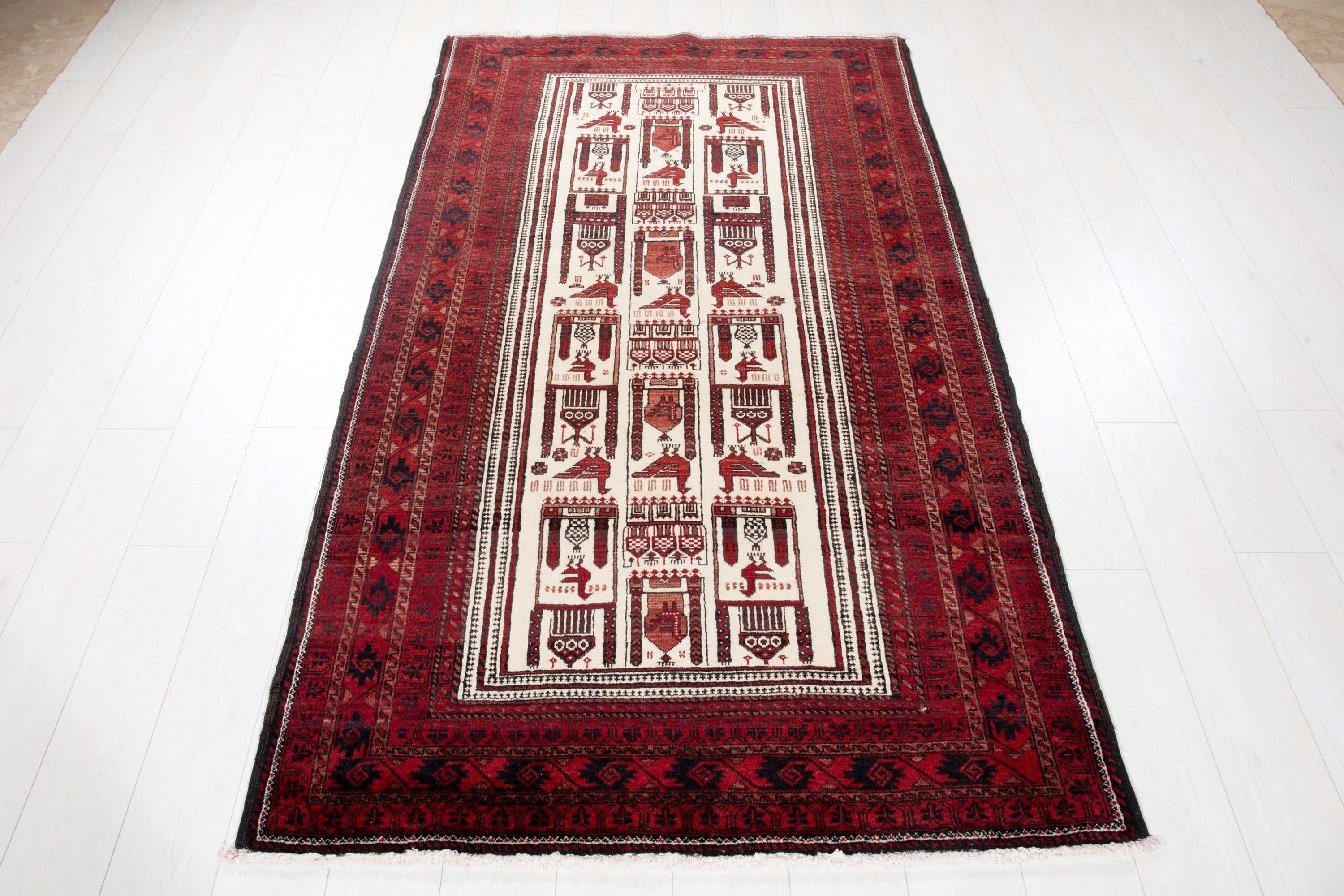 Hand-Knotted Vintage Wool Area Rug – 6' 10" x 3' 11" (209 x 119 cm) - Yasi & Fara