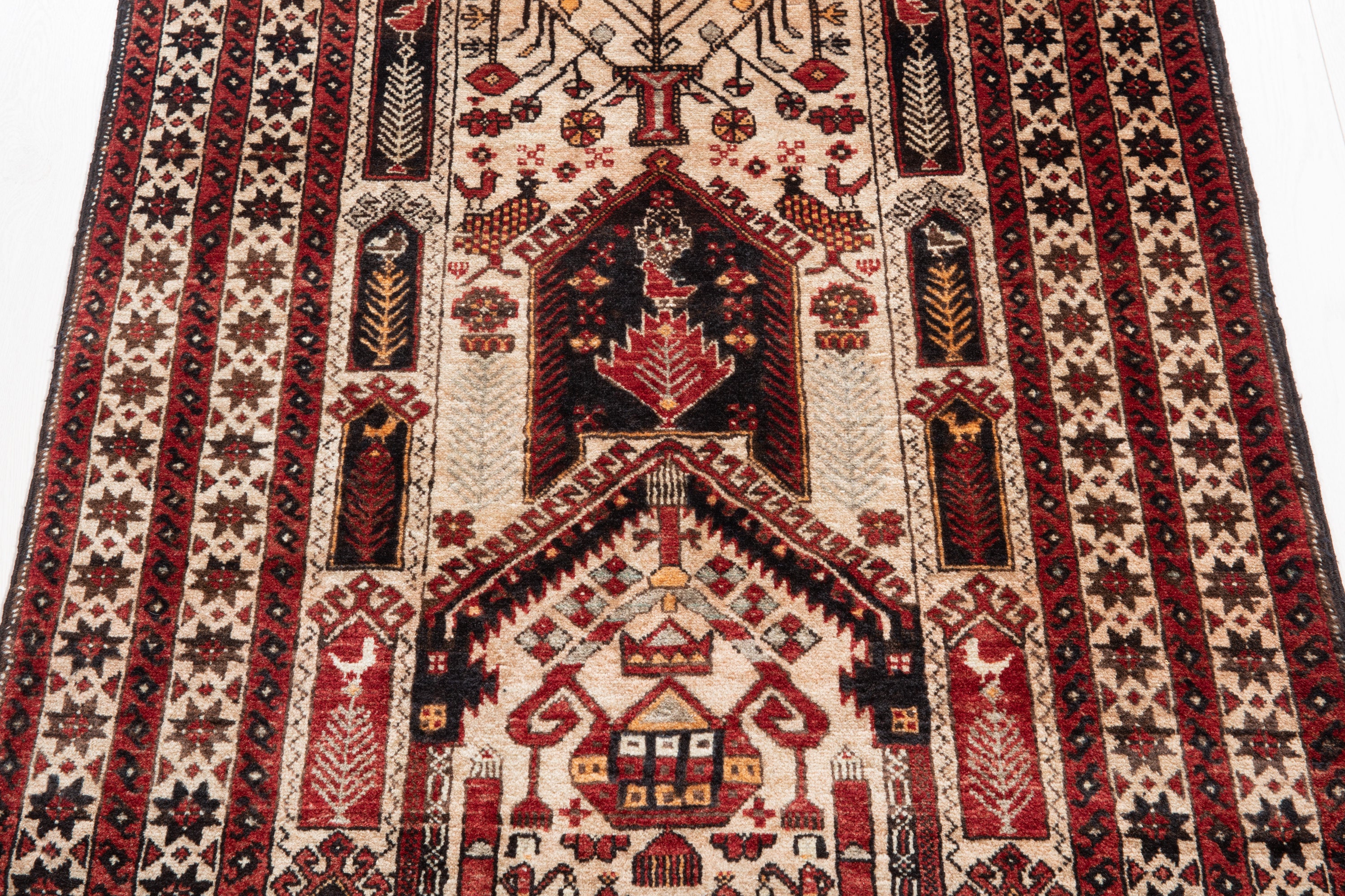 Collectible Fine Vintage Baluch Prayer Rug, Camel Brown, 3x6 – 5' 11" x 3' 2" (179 x 97 cm)