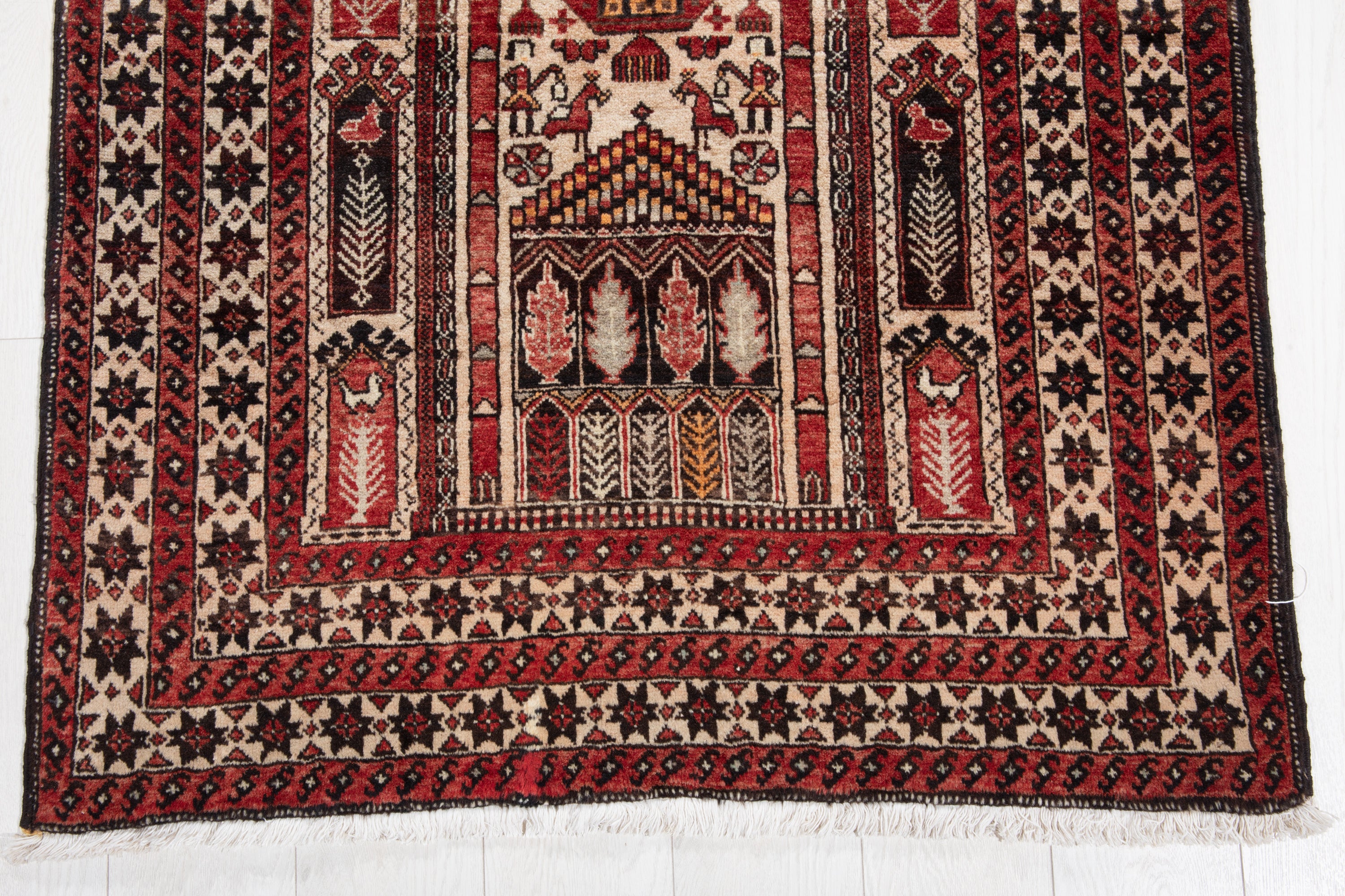 Collectible Fine Vintage Baluch Prayer Rug, Camel Brown, 3x6 – 5' 11" x 3' 2" (179 x 97 cm)