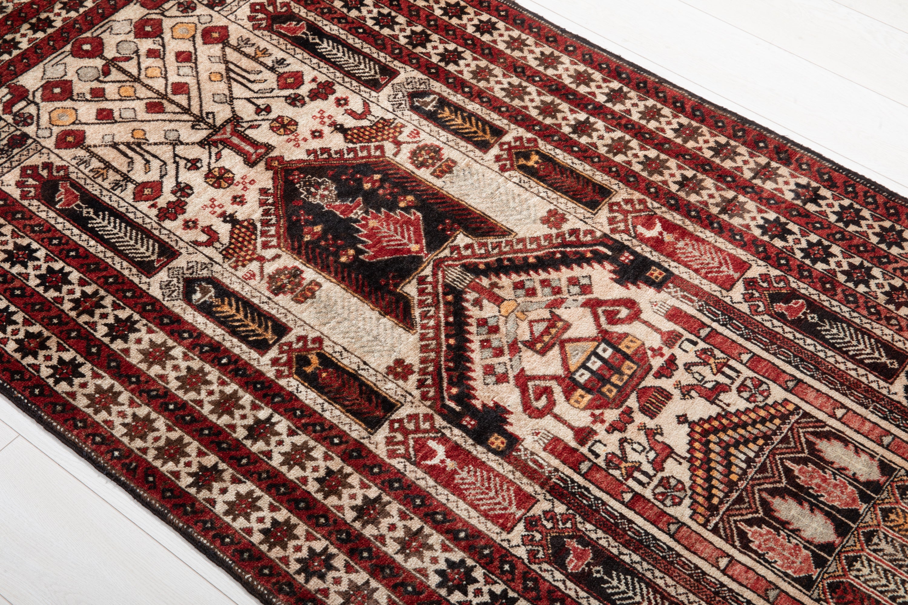 Collectible Fine Vintage Baluch Prayer Rug, Camel Brown, 3x6 – 5' 11" x 3' 2" (179 x 97 cm)