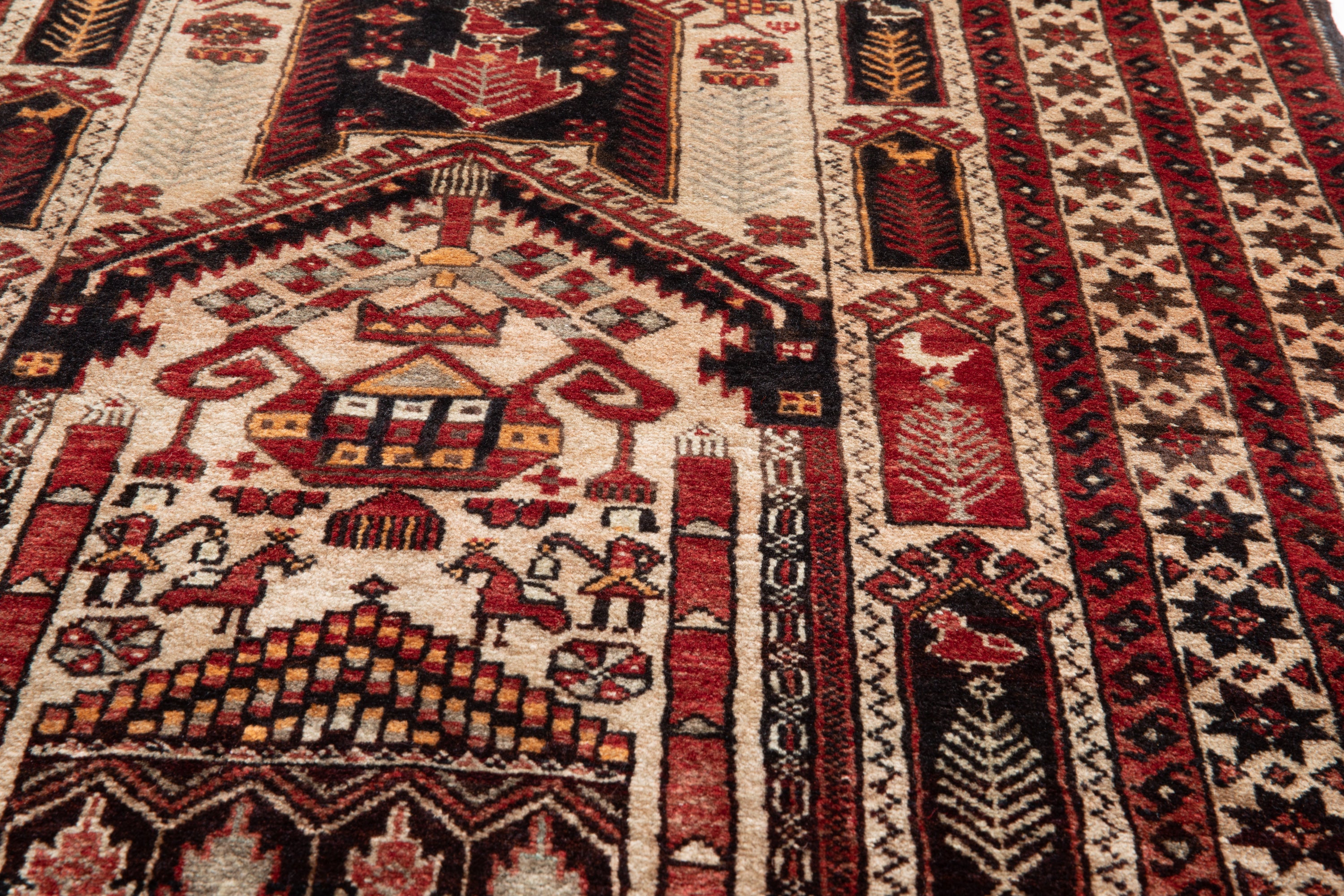 Collectible Fine Vintage Baluch Prayer Rug, Camel Brown, 3x6 – 5' 11" x 3' 2" (179 x 97 cm)