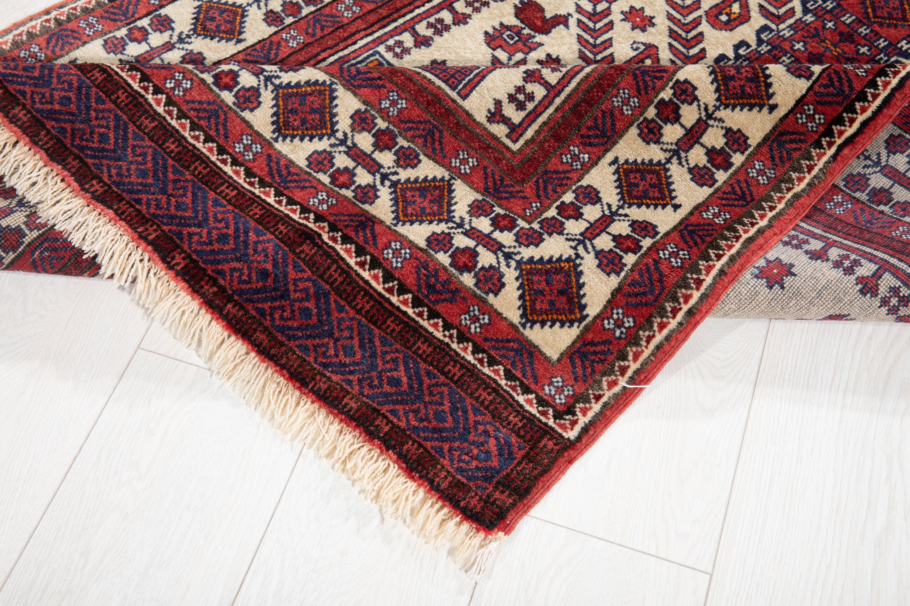 Collectible Fine Vintage Baluch Tree of Life Wool Rug, Beige, 3x6 – 5' 6" x 3' 0" (168 x 92 cm)