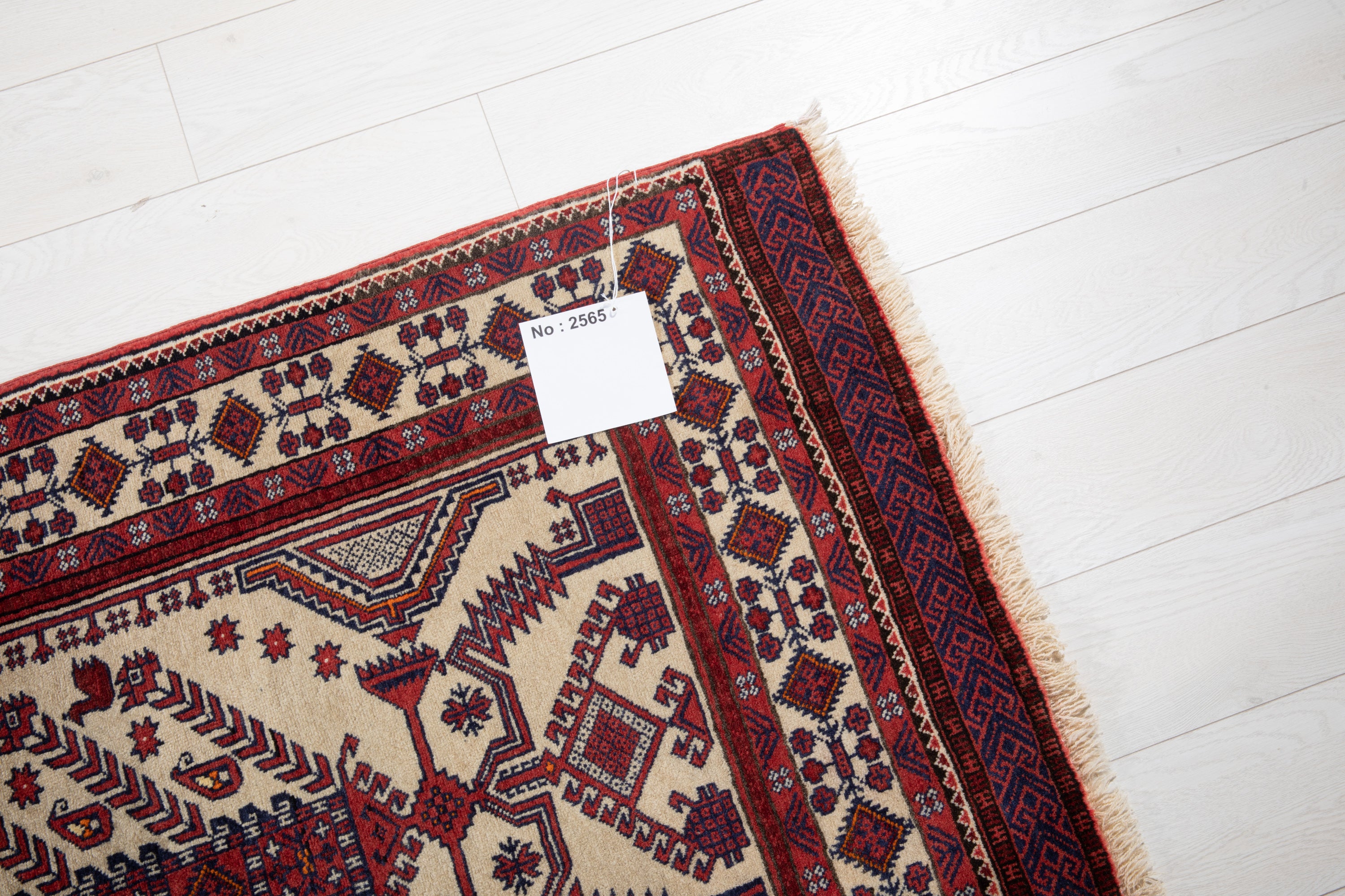 Collectible Fine Vintage Baluch Tree of Life Wool Rug, Beige, 3x6 – 5' 6" x 3' 0" (168 x 92 cm)