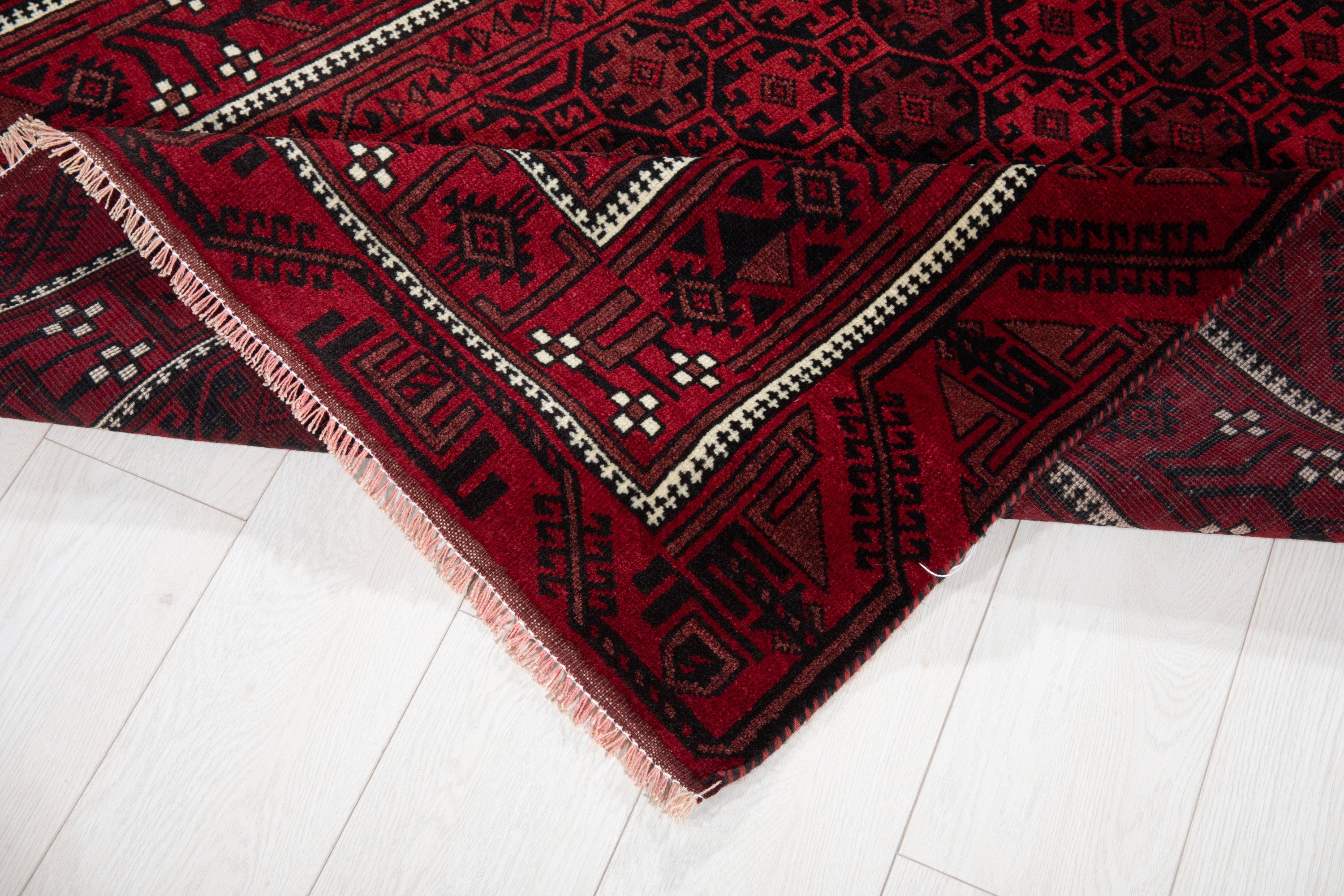 Fine Vintage Baluch Allover Wool Rug, Deep Red, 4x8 – 7' 8" x 3' 11" (235 x 120 cm)