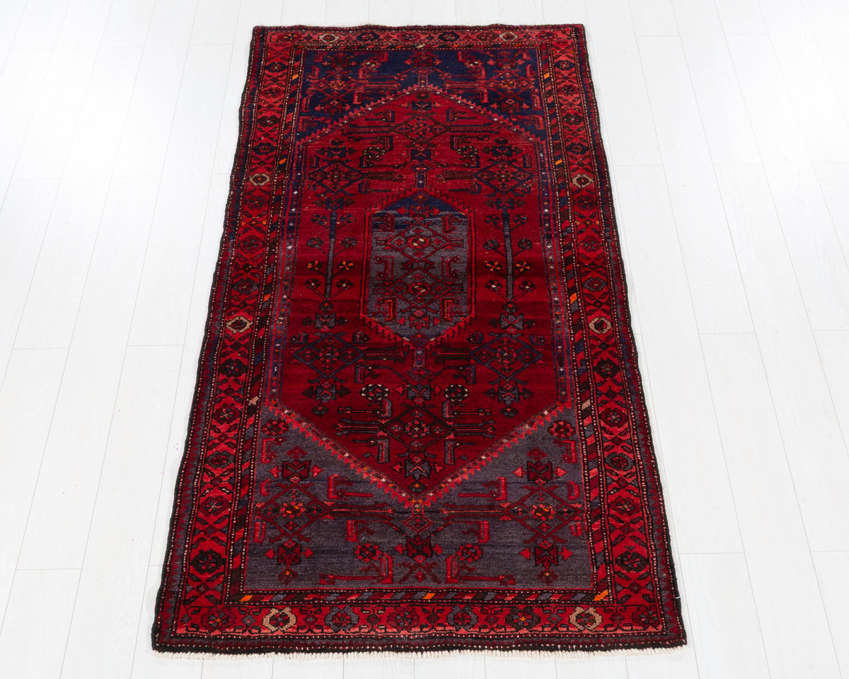 Vintage Zanjan Red Tonal Central Medallion Area Rug, 4x7 – 6' 10" x 3' 7" (209 x 110 cm), SKU 5485