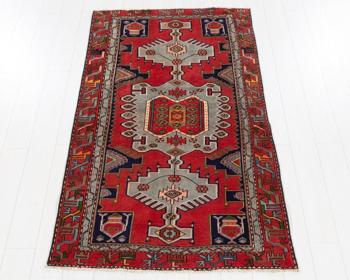 Vintage Tarom Red Double Medallion Area Rug, 4x6 – 6' 5" x 3' 9" (196 x 114 cm), SKU 5489
