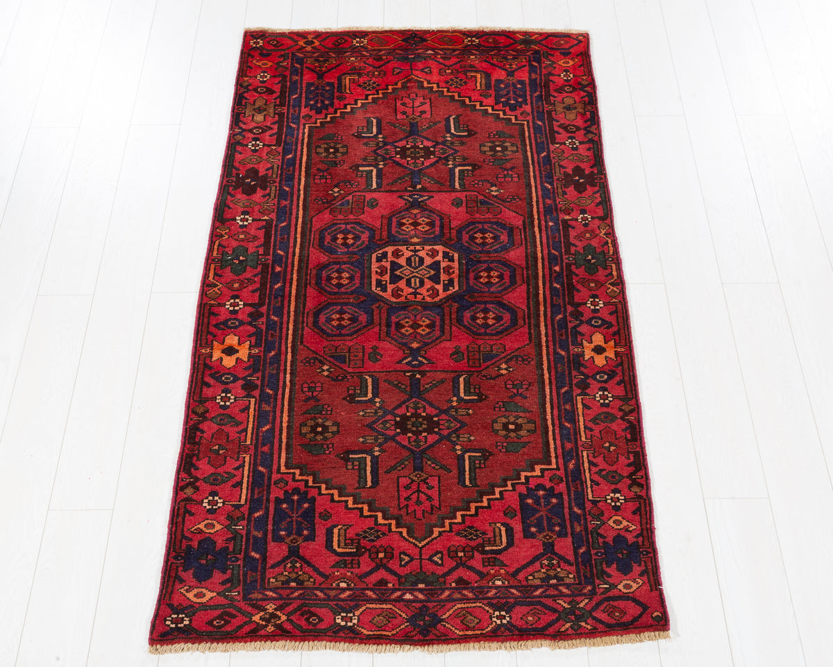 Vintage Zanjan Rust Red Allover Floral Area Rug, 4x6 – 6' 4" x 3' 7" (192 x 108 cm), SKU 5525