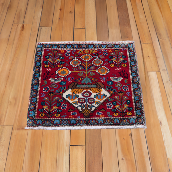 1' 11" x 2' Hand-Knotted Vintage Tribal Mini Rug - Yasi & Fara 