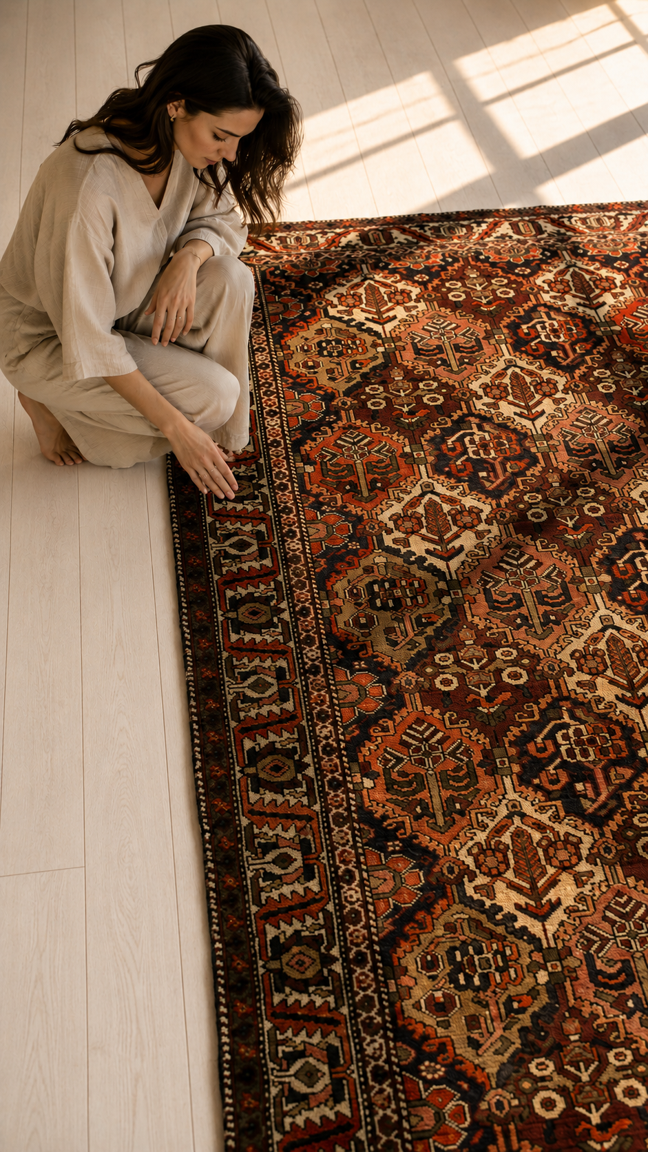 Hand-Knotted Vintage Wool Area Rug – 9' 11" x 5' 4" (303 x 162 cm) - Yasi & Fara