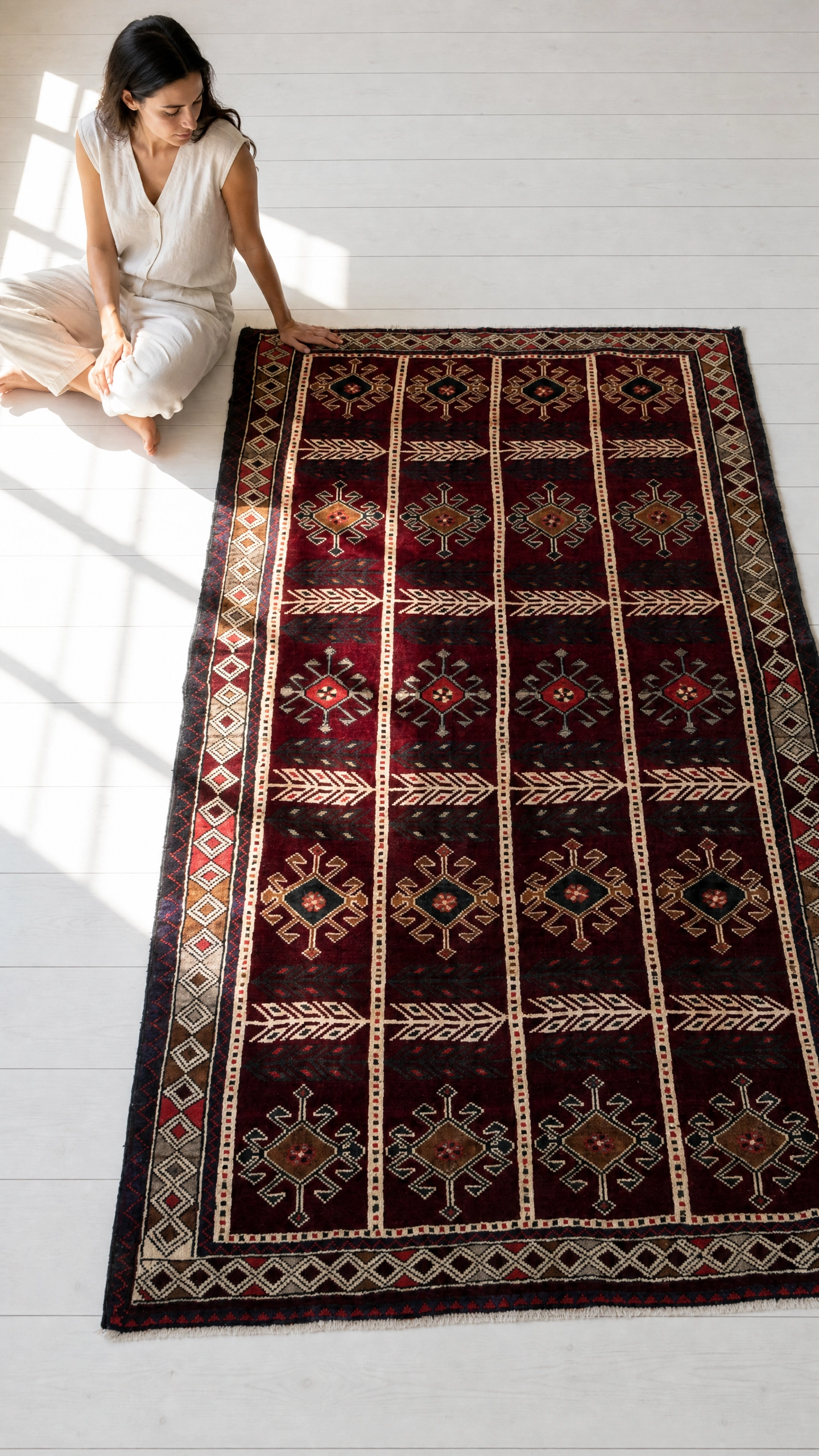 Hand-Knotted Vintage Wool Area Rug – 7' 11" x 5' 1" (241 x 155 cm) - Yasi & Fara