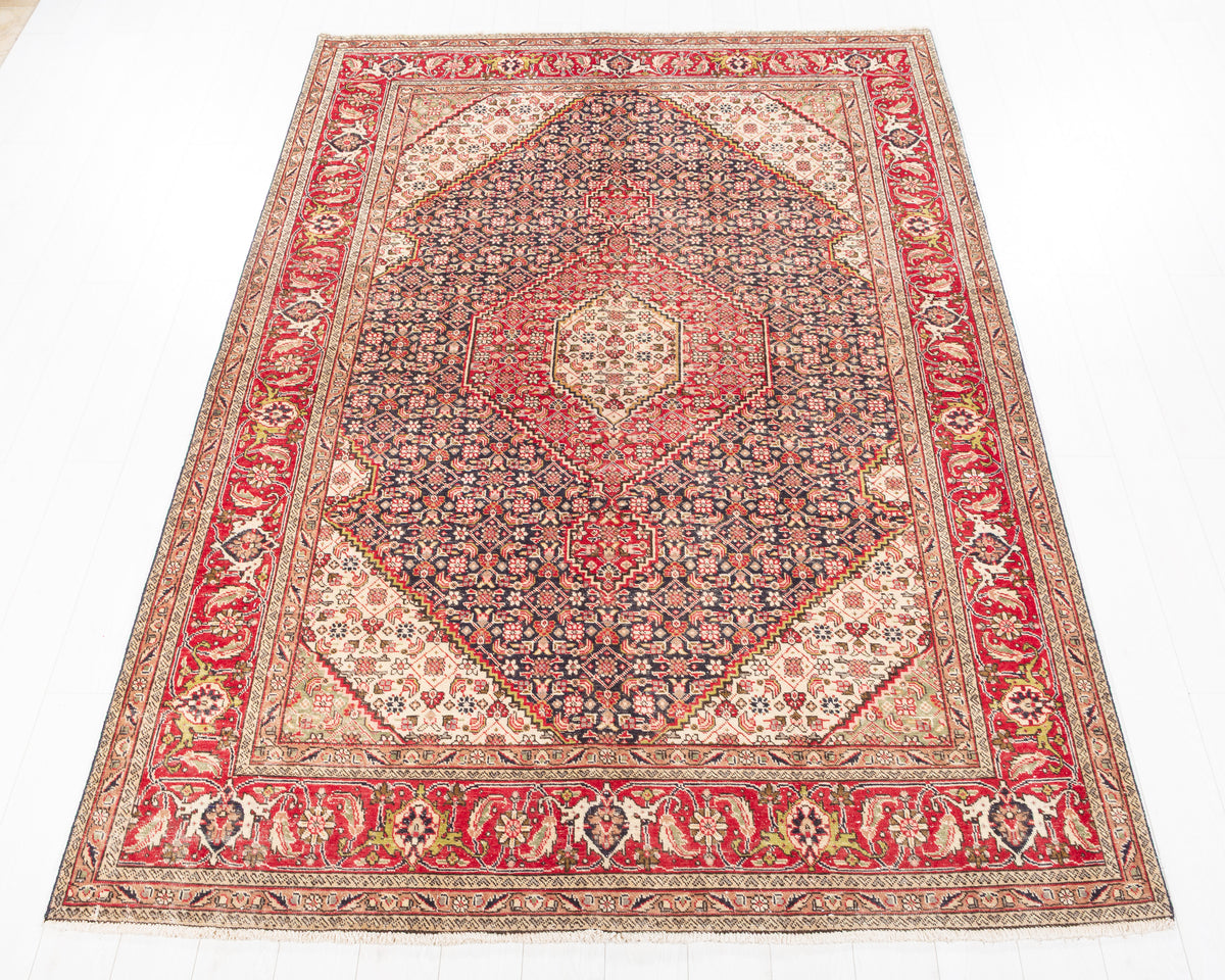 Vintage Ardabil Deep navy and red Geometric Rug, 7x9 – 9' 4" x 6' 8" (284 x 202 cm) – main view