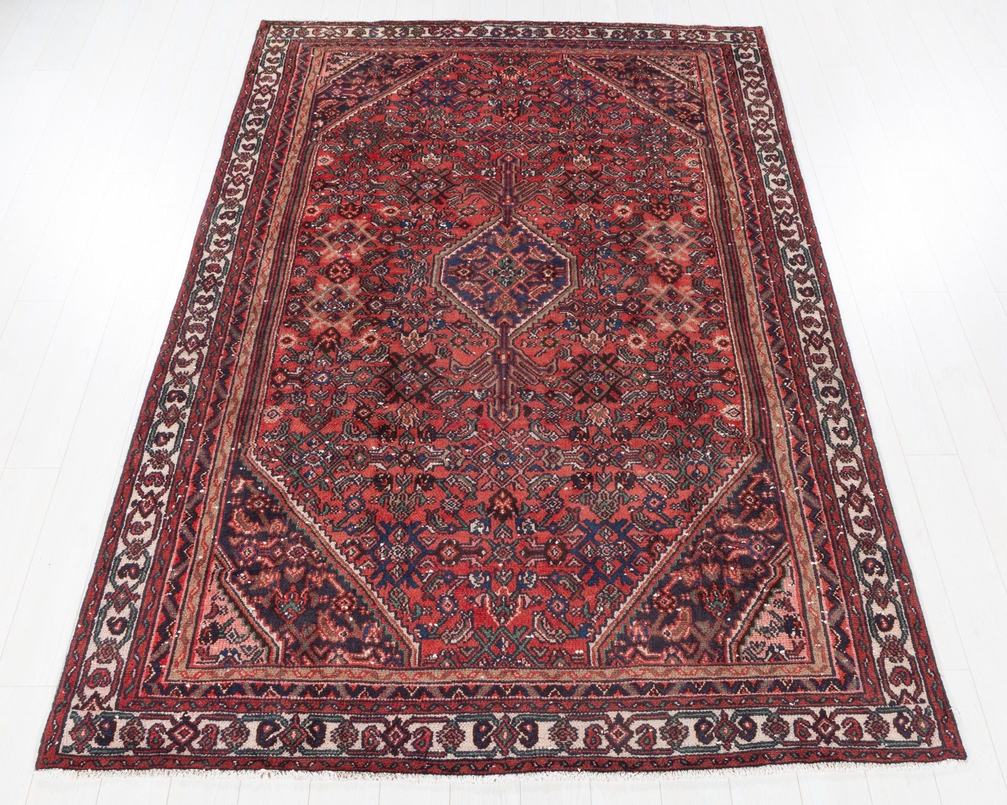 Vintage Hamadan Red Geometric Rug, 6x10 – 9' 8" x 6' 4" (294 x 193 cm) – main view