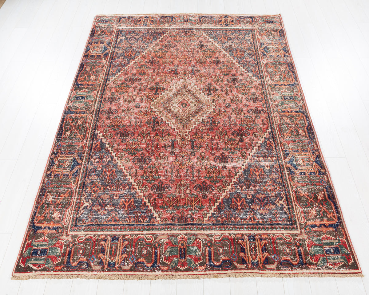Vintage Joshaghan Faded red and blue Traditional Rug, 6x9 – 9' 5" x 6' 4" (288 x 194 cm) – main view