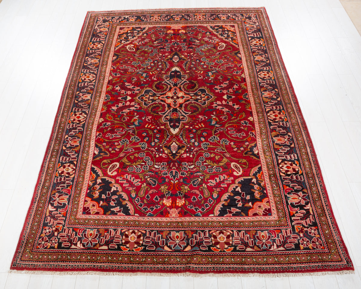 Vintage Lihlian Red and blue Floral Rug, 7x10 – 10' 2" x 7' 0" (309 x 214 cm) – main view