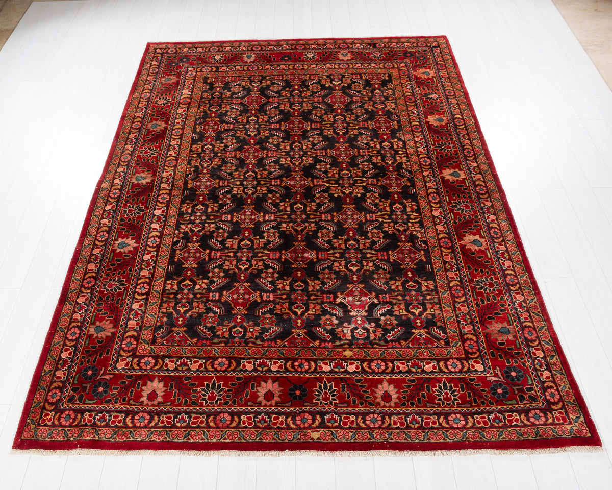 Collectible Vintage Lihlian Dark navy and red Traditional Rug, 7x10 – 10' 1" x 7' 4" (307 x 224 cm) – main view