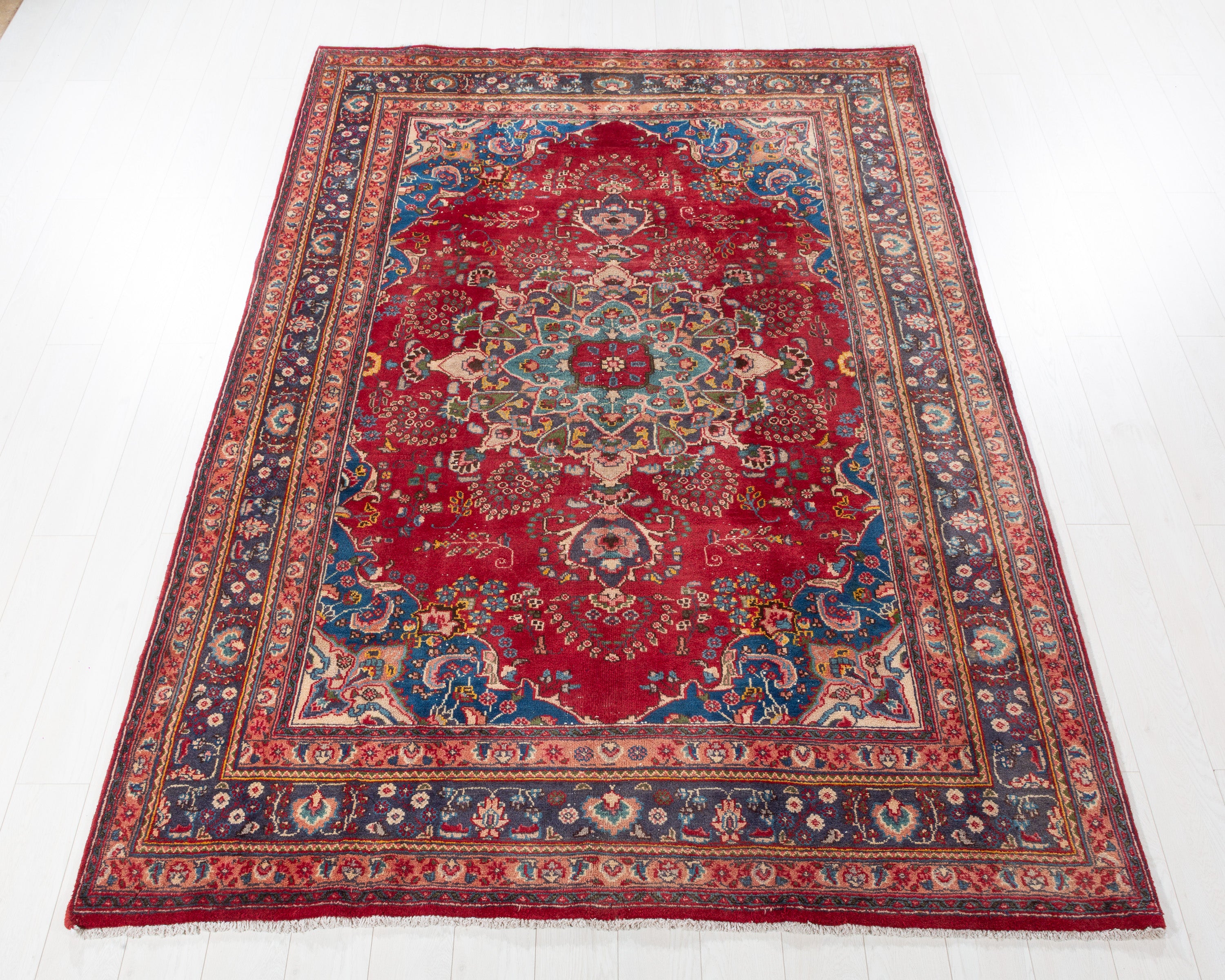 Vintage Mashad Red Floral Rug, 6x9 – 9' 4" x 6' 4" (284 x 194 cm) – main view