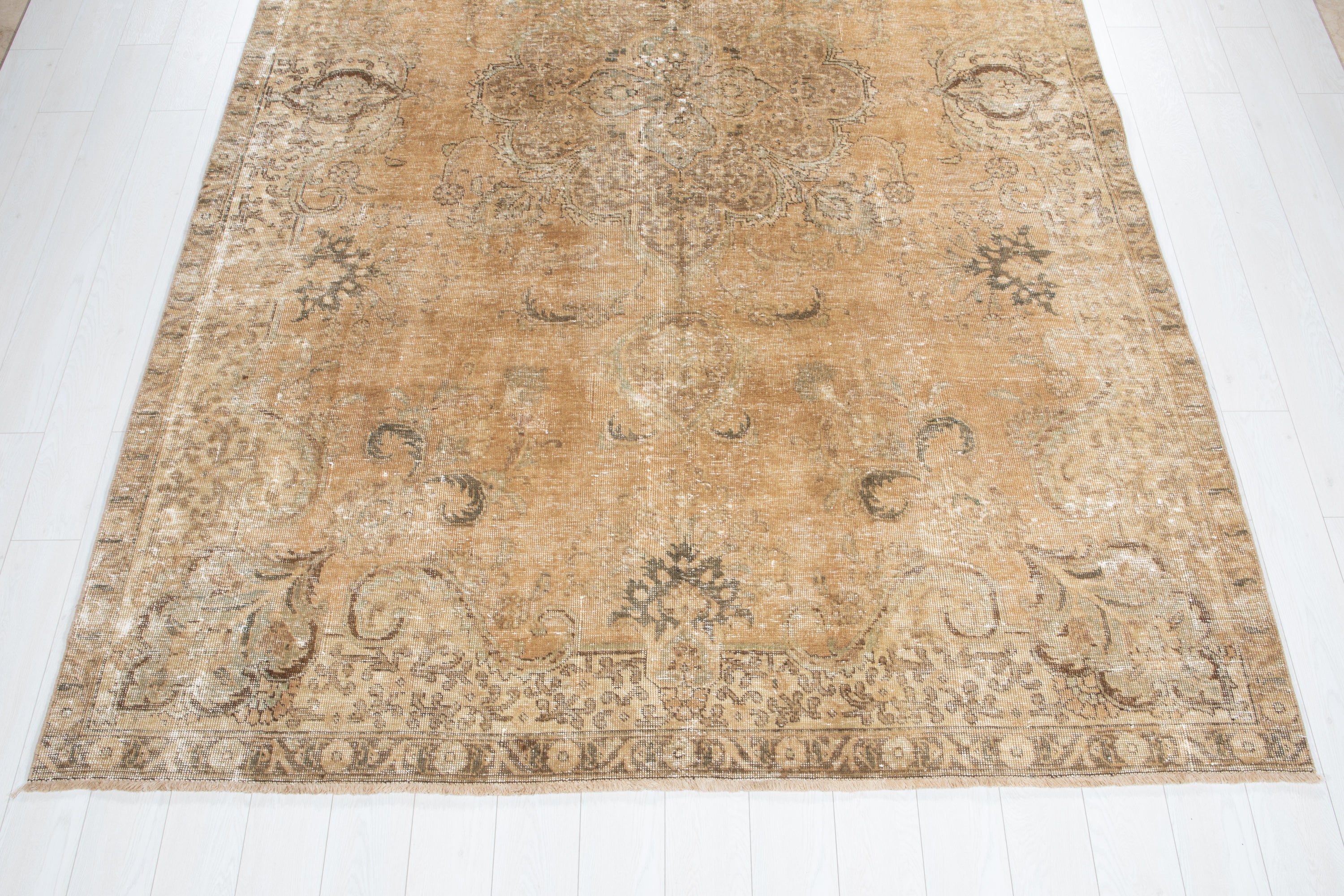 Hand-Knotted Vintage Large Wool Area Rug Faded – 10' 10" x 7' 3" (332 x 221 cm) - Yasi & Fara
