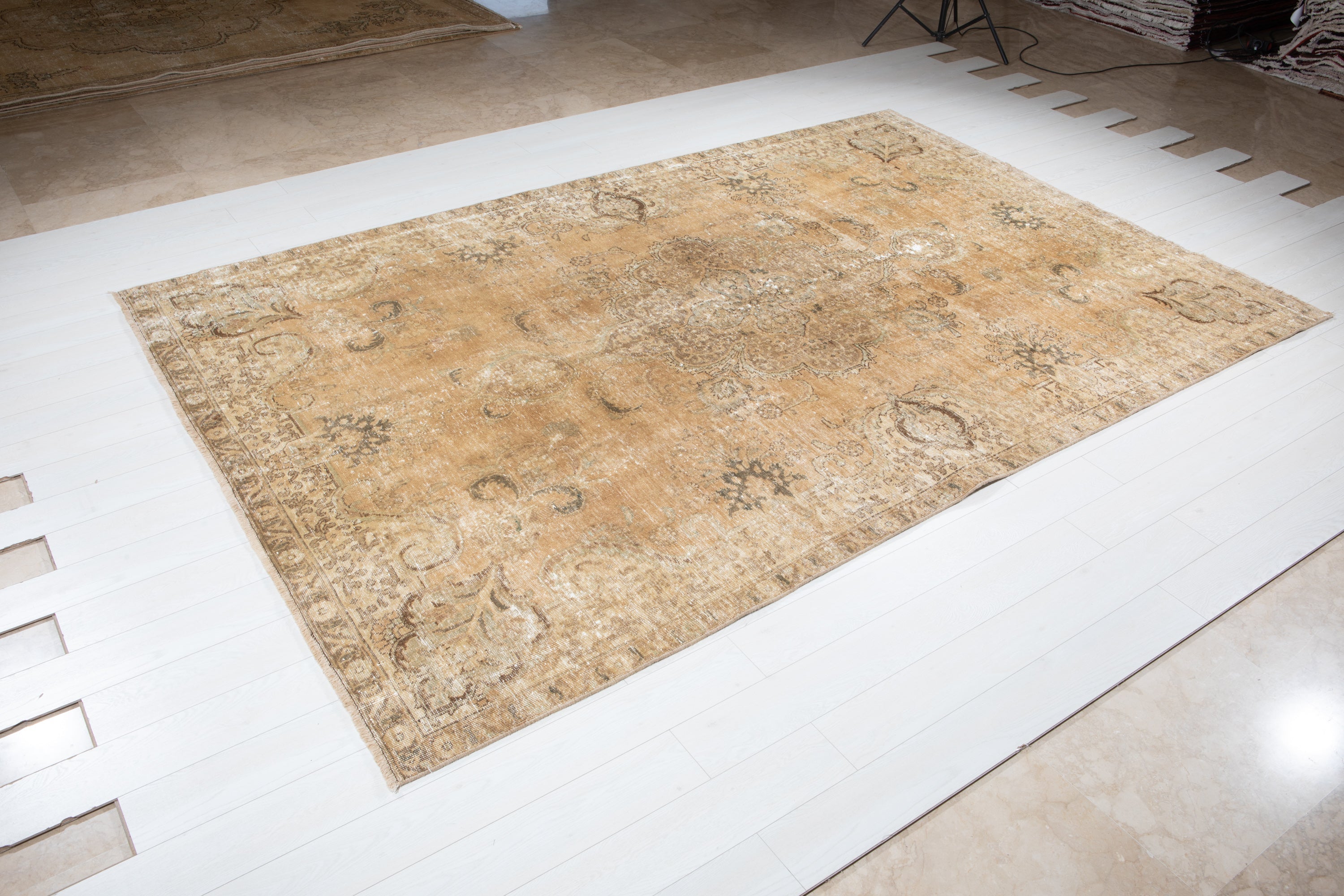 Hand-Knotted Vintage Large Wool Area Rug Faded – 10' 10" x 7' 3" (332 x 221 cm) - Yasi & Fara