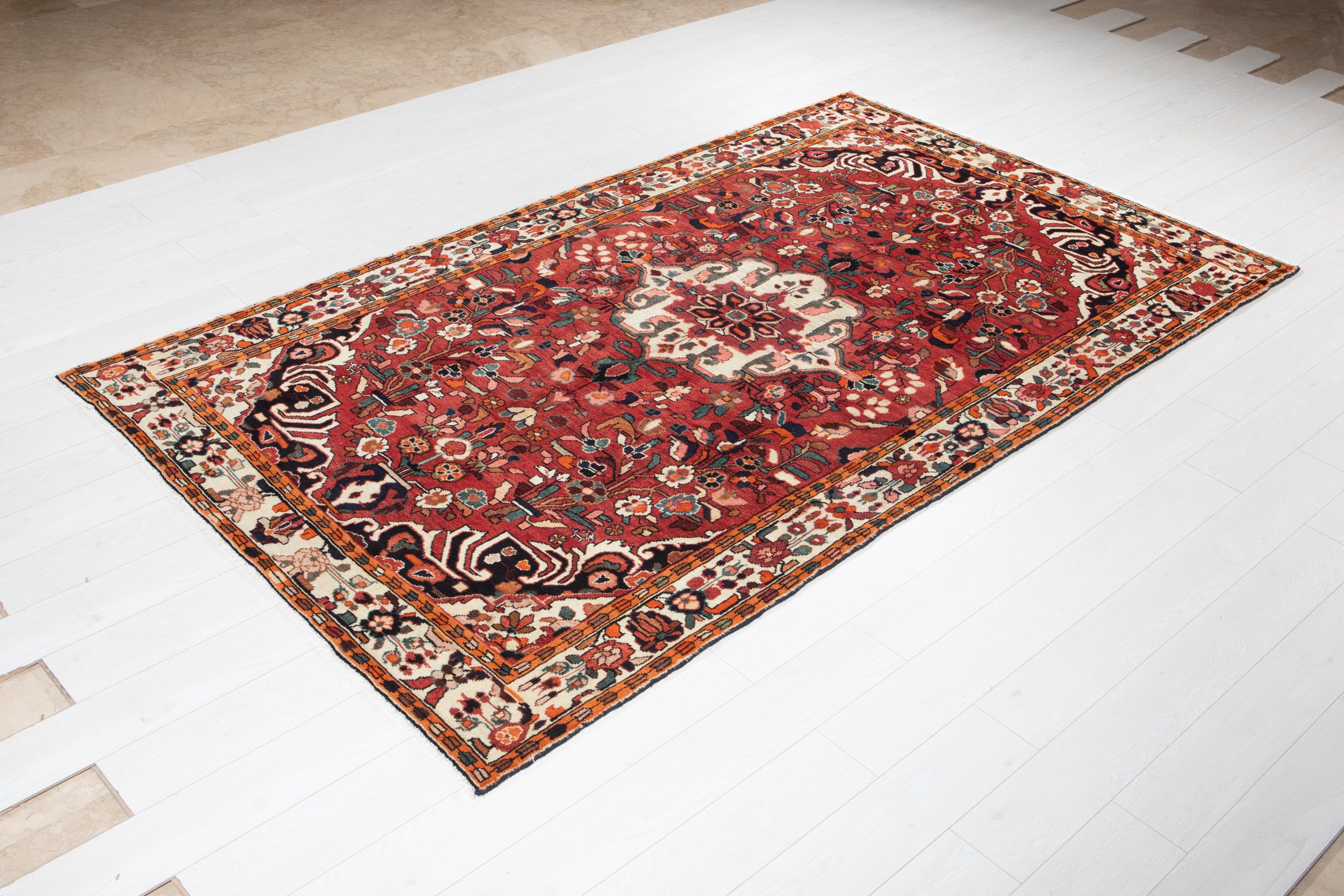 Hand-Knotted Vintage Wool Area Rug – 9' 2" x 5' 3" (280 x 161 cm) - Yasi & Fara