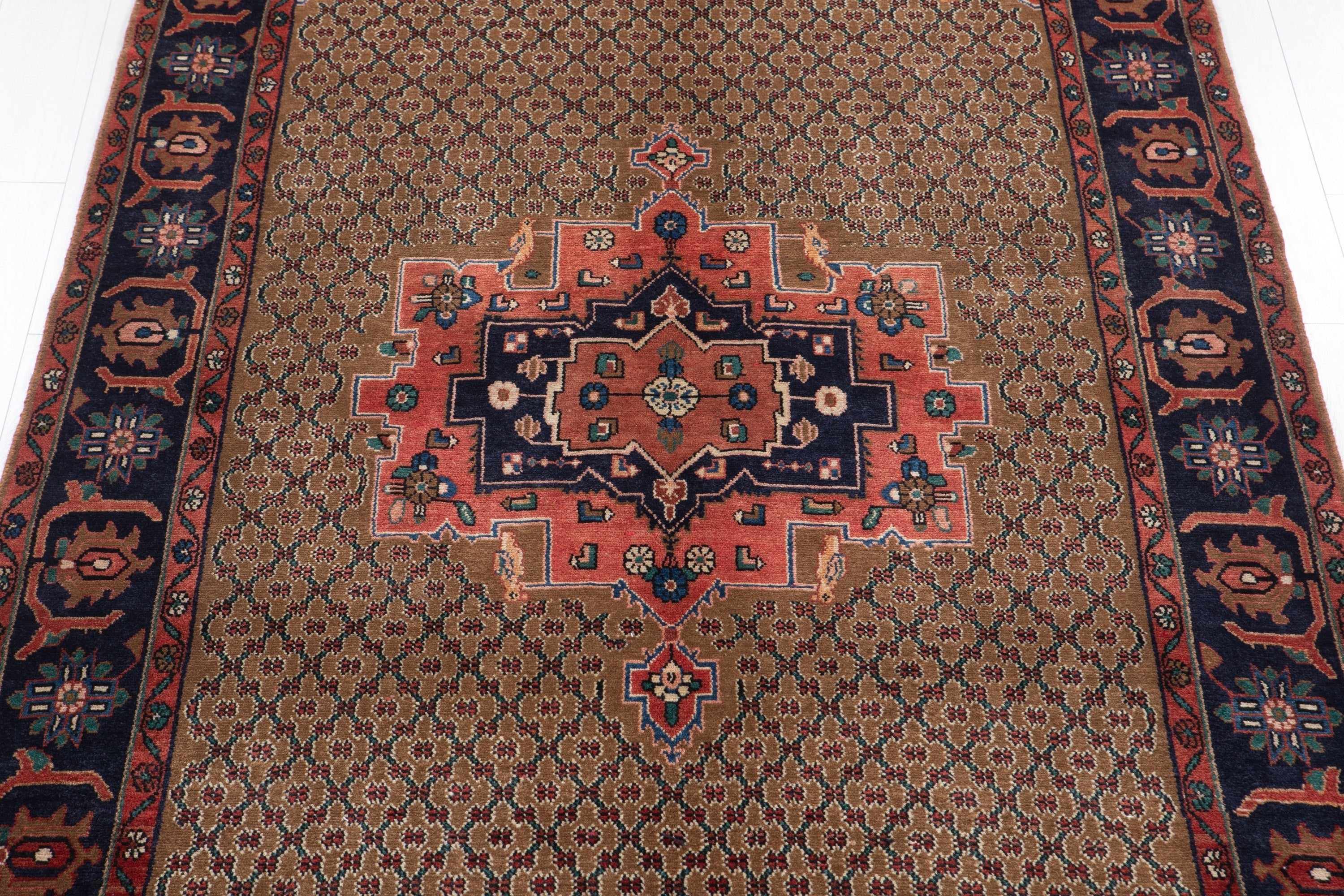 Hand-Knotted Vintage Wool Area Rug – 9' 10" x 4' 11" (300 x 151 cm) - Yasi & Fara