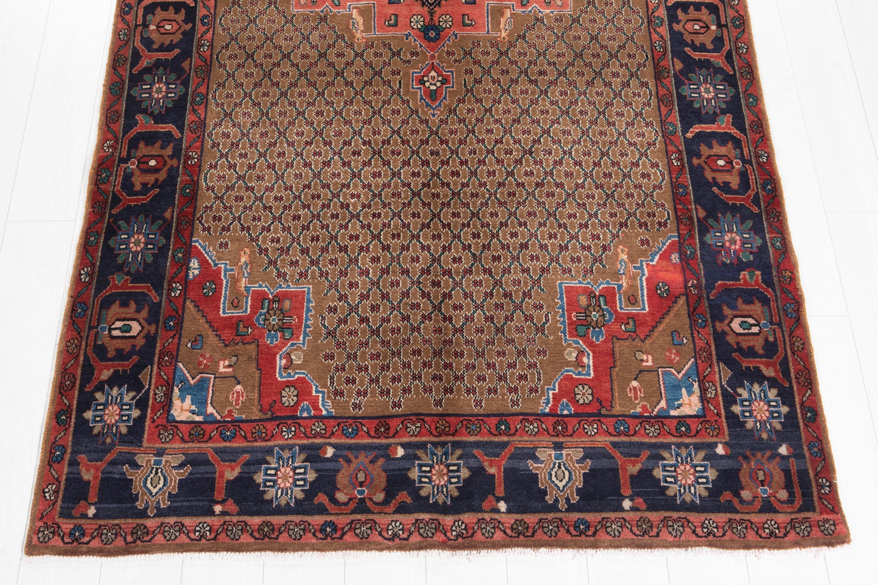 Hand-Knotted Vintage Wool Area Rug – 9' 10" x 4' 11" (300 x 151 cm) - Yasi & Fara