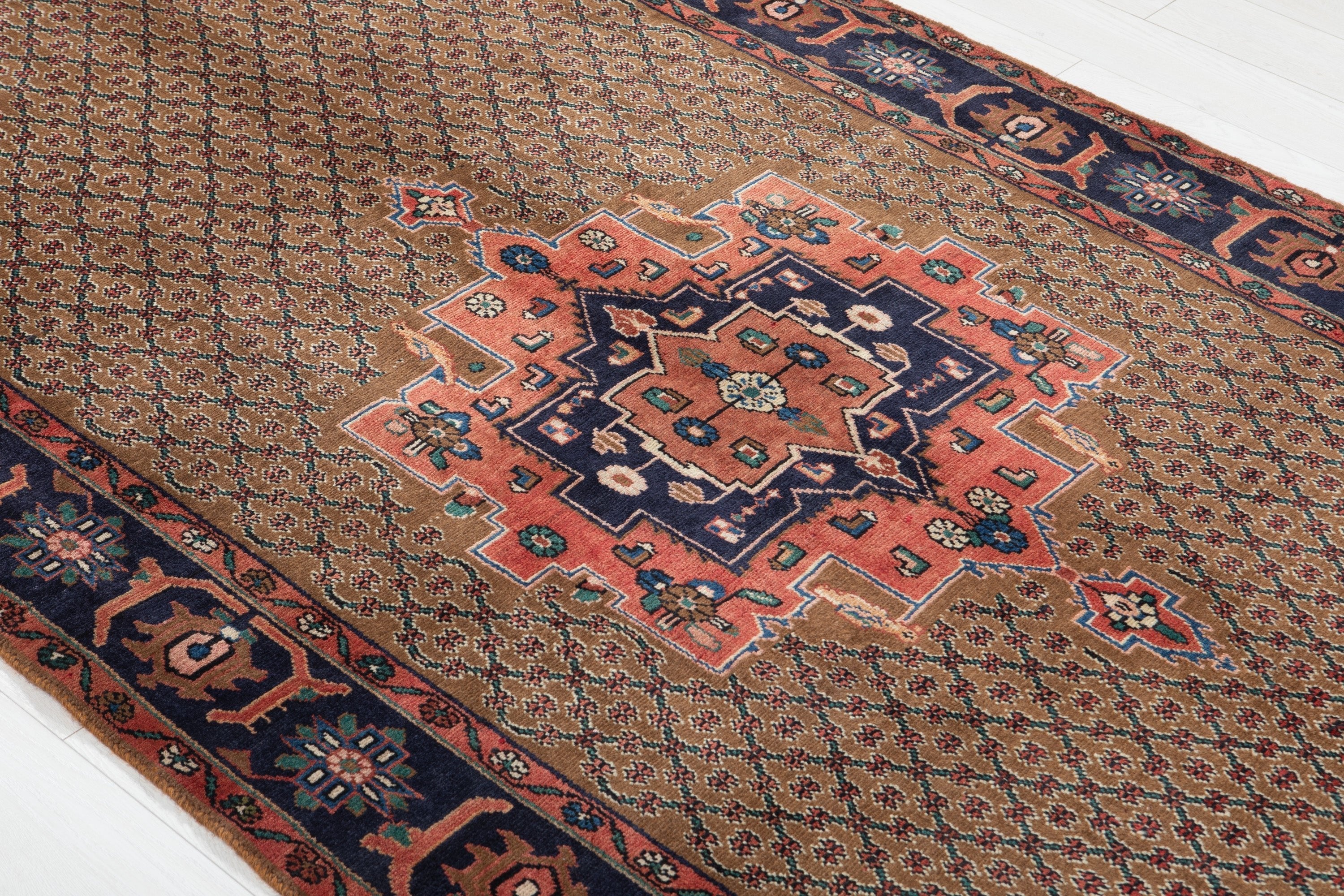 Hand-Knotted Vintage Wool Area Rug – 9' 10" x 4' 11" (300 x 151 cm) - Yasi & Fara