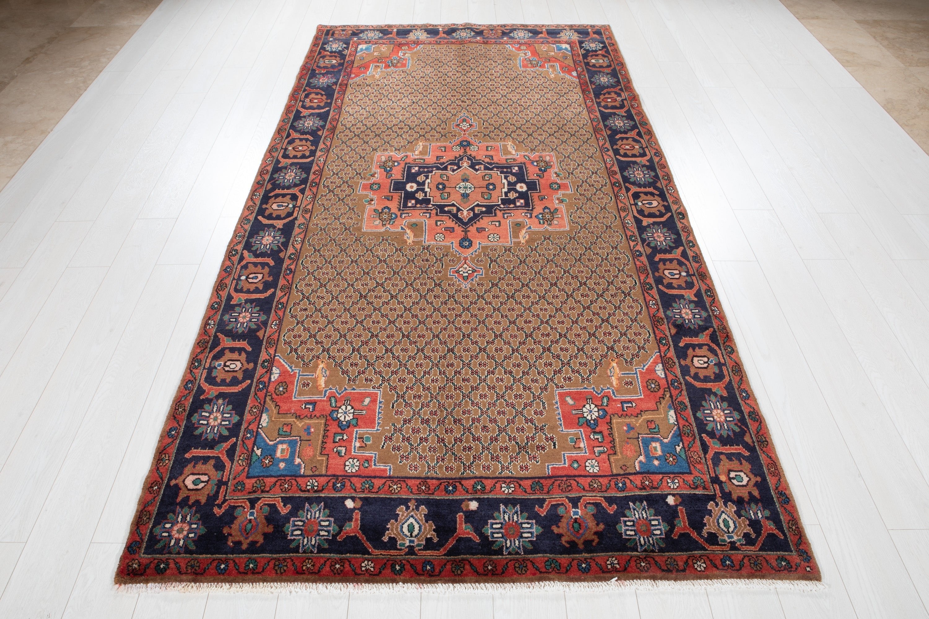 Hand-Knotted Vintage Wool Area Rug – 9' 10" x 4' 11" (300 x 151 cm) - Yasi & Fara