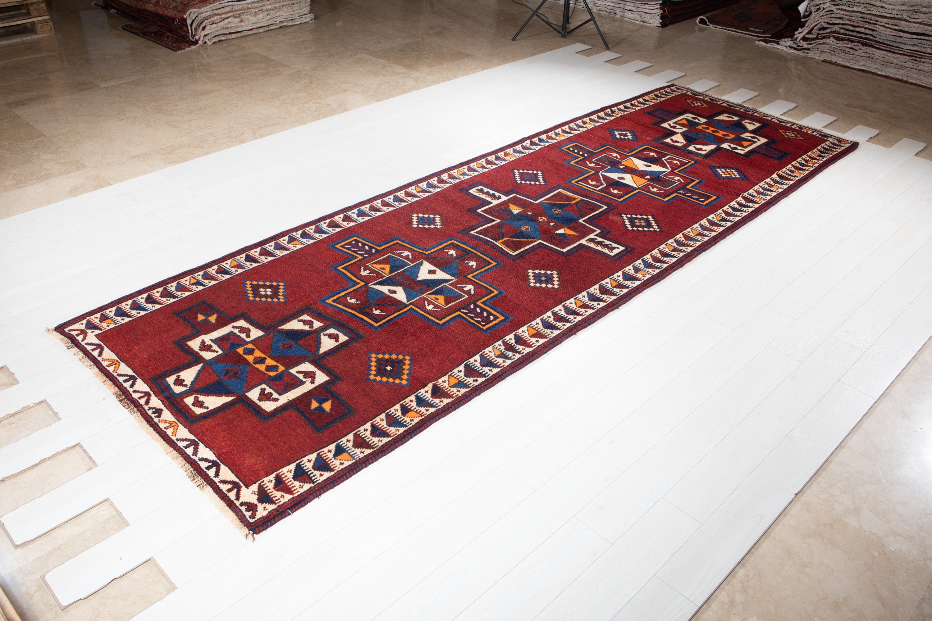 Hand-Knotted Vintage Wool Runner Rug – 14' 1" x 4' 9" (429 x 144 cm) - Yasi & Fara
