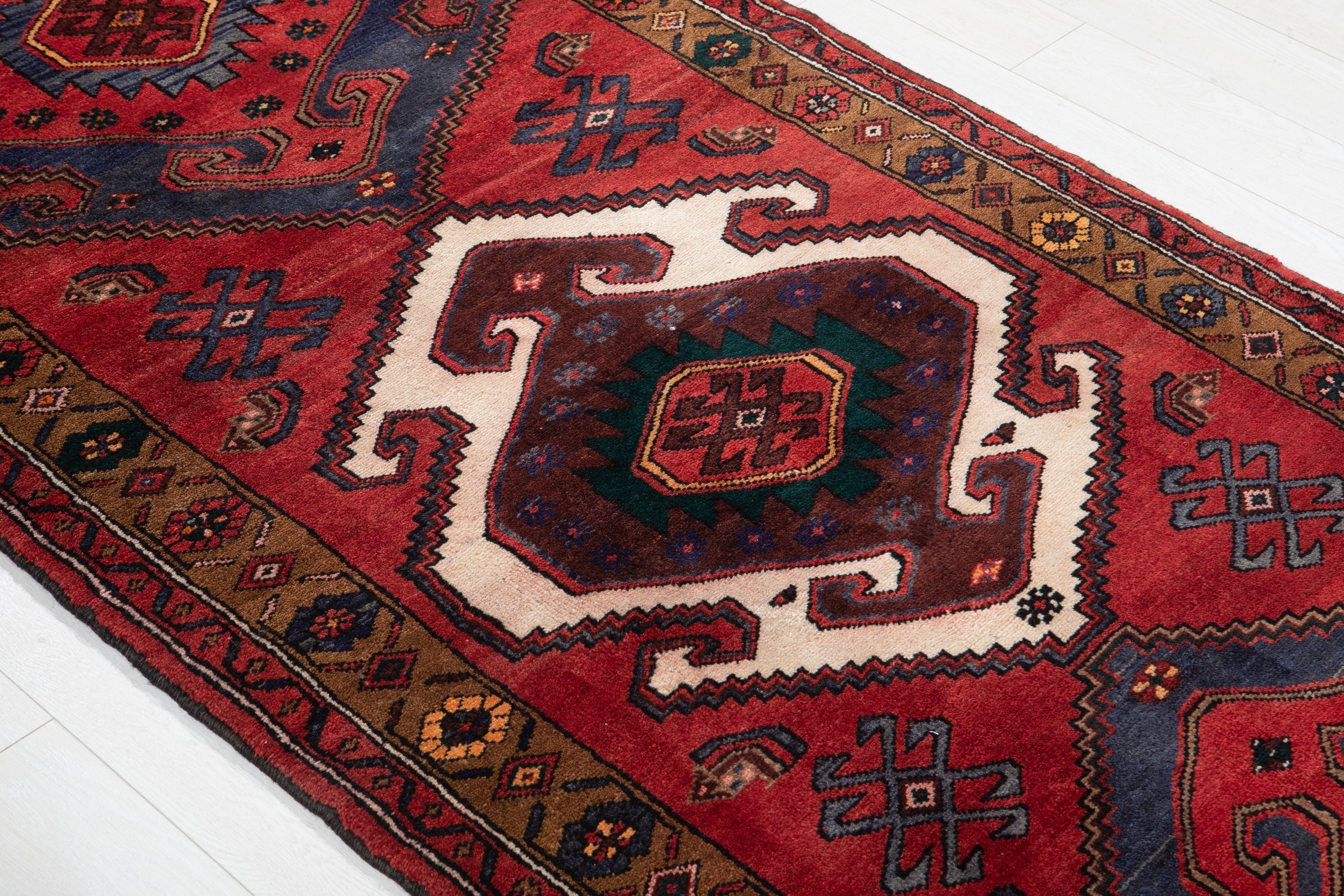 Hand-Knotted Vintage Wool Runner Rug – 9' 11" x 3' 9" (303 x 114 cm) - Yasi & Fara