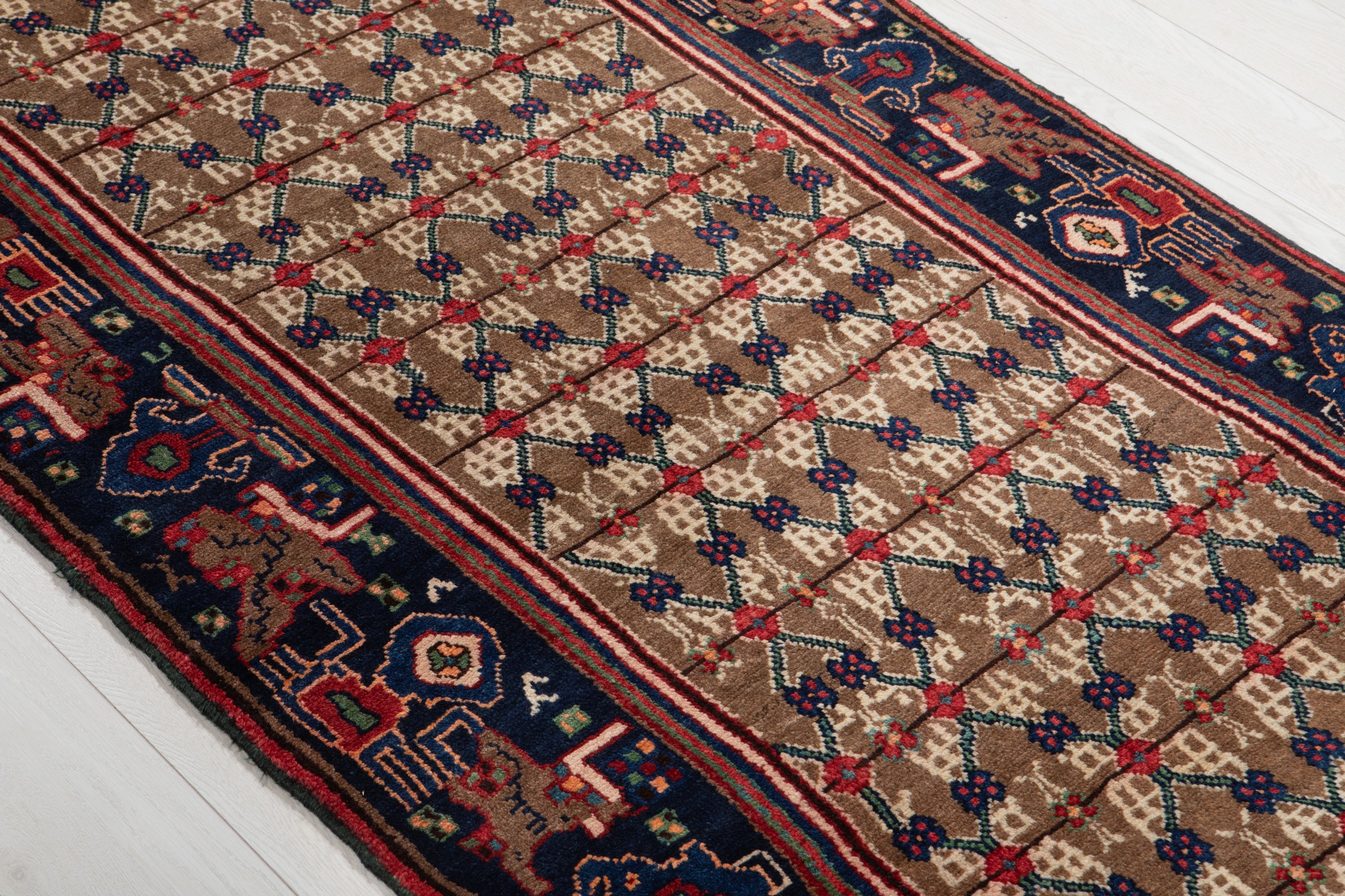 Hand-Knotted Vintage Wool Runner Rug – 9' 4" x 3' 6" (285 x 107 cm) - Yasi & Fara