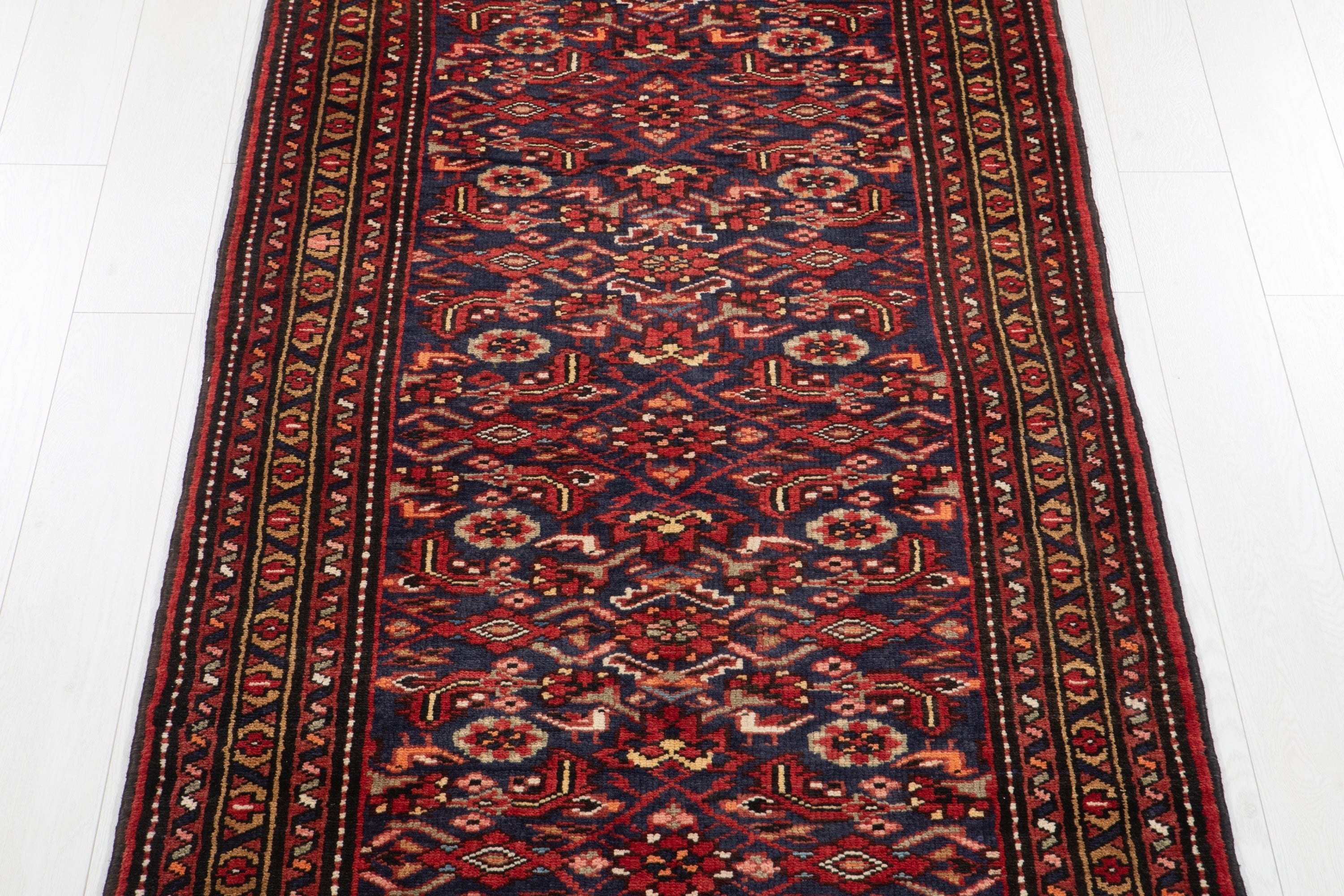 Hand-Knotted Vintage Wool Runner Rug – 9' 8" x 3' 8" (295 x 111 cm) - Yasi & Fara