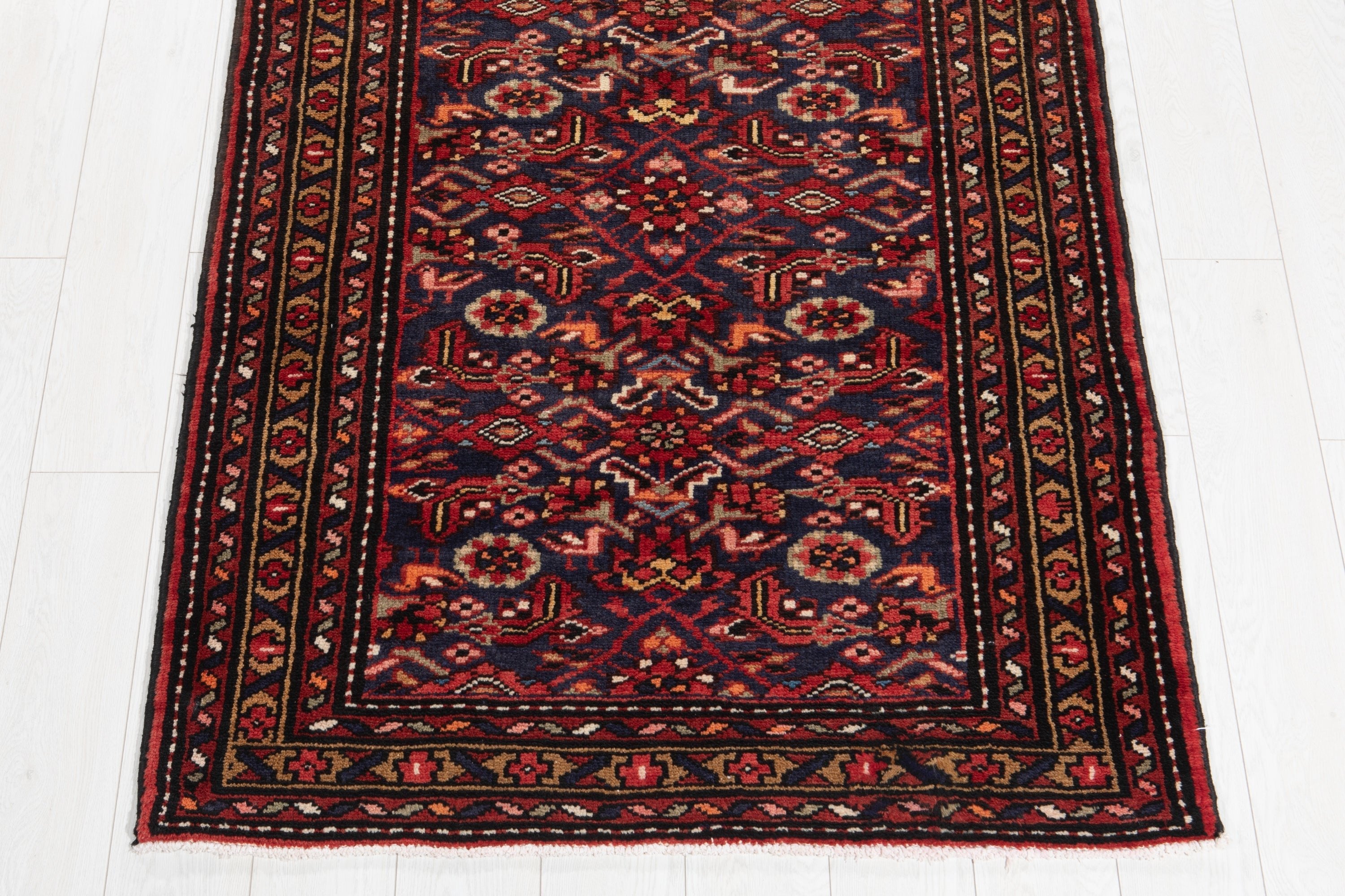 Hand-Knotted Vintage Wool Runner Rug – 9' 8" x 3' 8" (295 x 111 cm) - Yasi & Fara