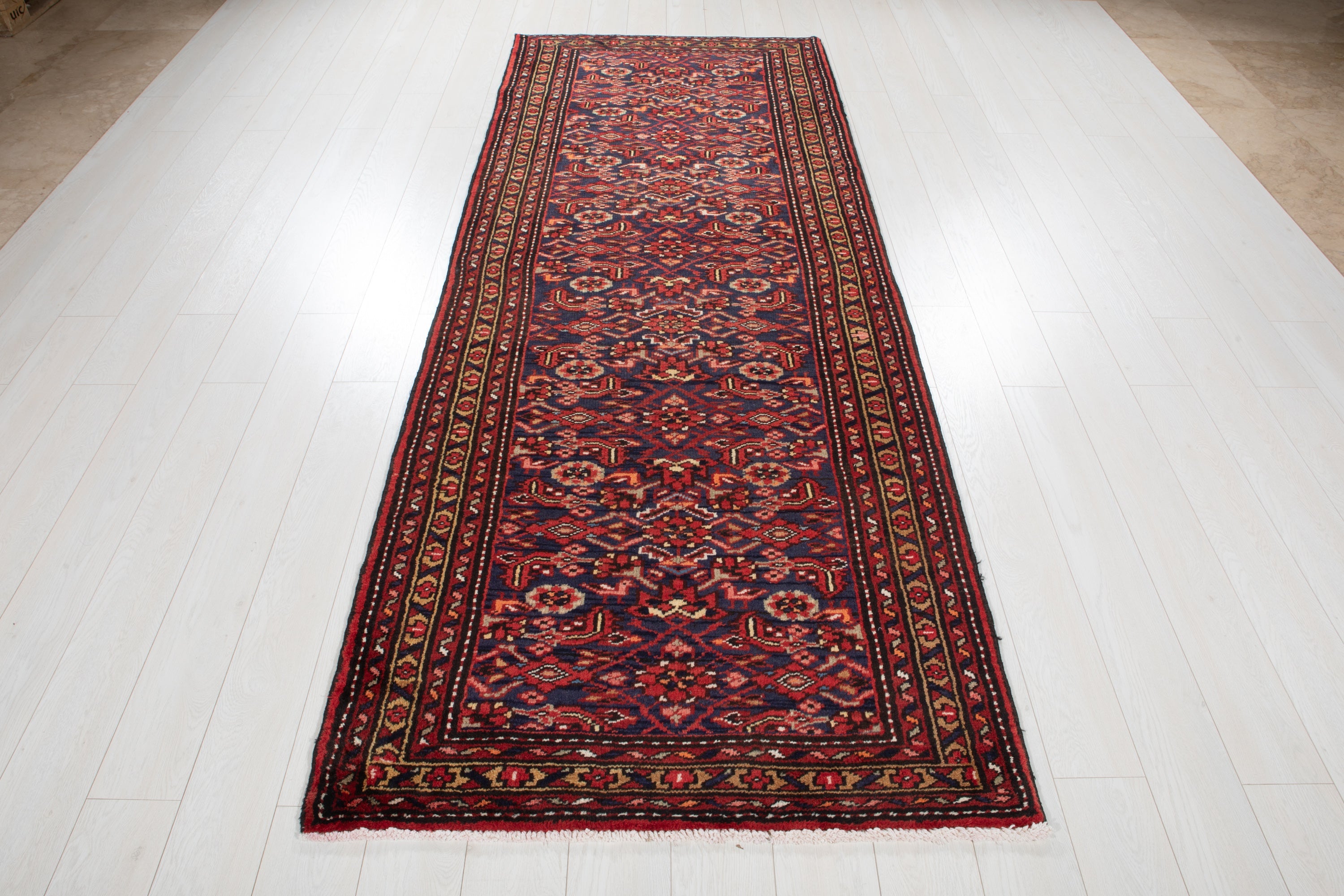 Hand-Knotted Vintage Wool Runner Rug – 9' 8" x 3' 8" (295 x 111 cm) - Yasi & Fara