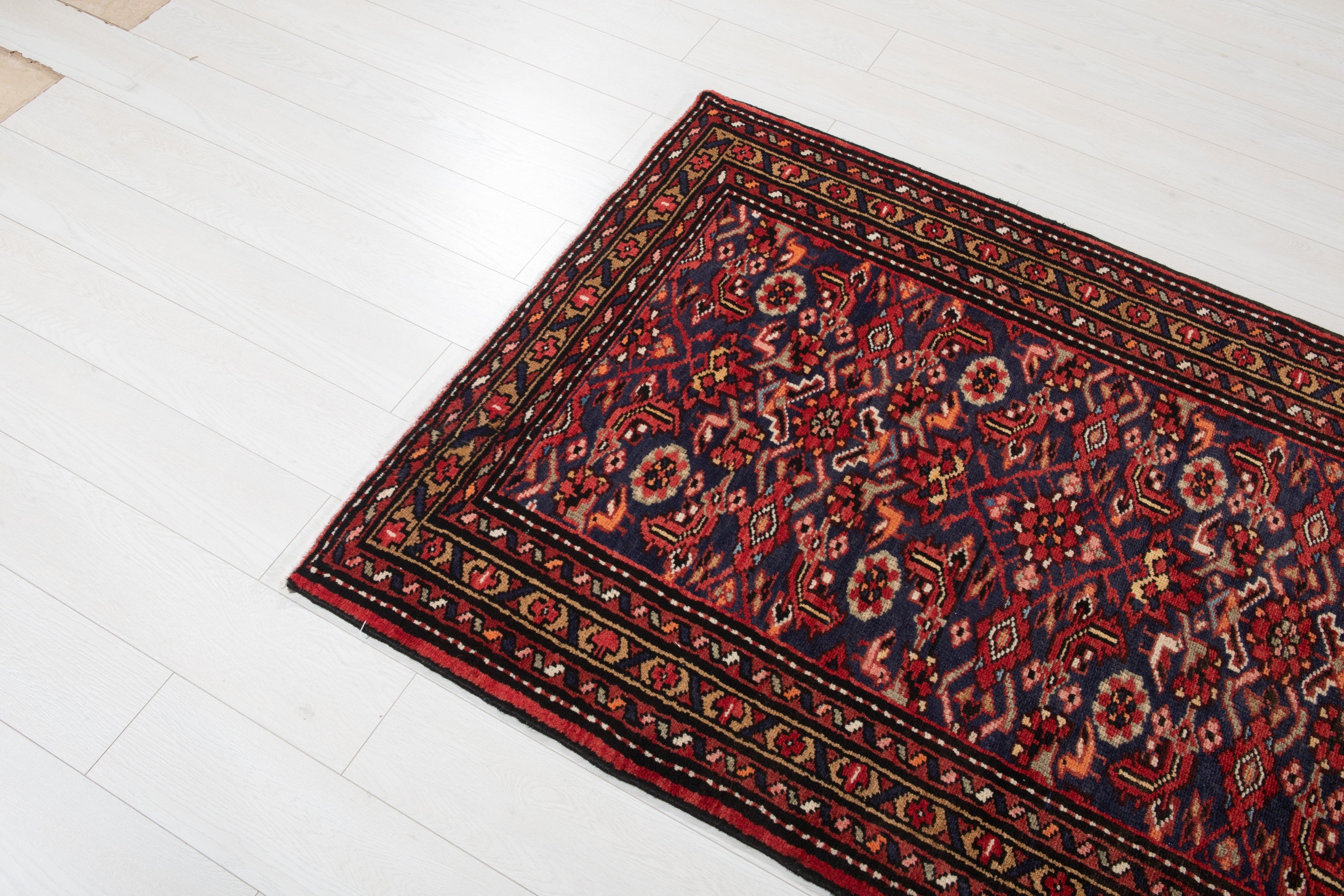 Hand-Knotted Vintage Wool Runner Rug – 9' 8" x 3' 8" (295 x 111 cm) - Yasi & Fara