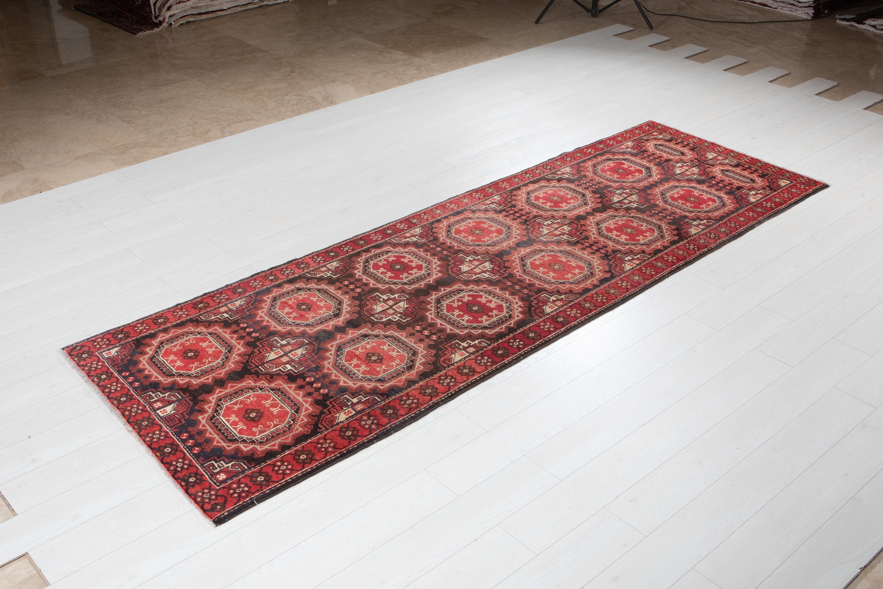 Hand-Knotted Vintage Wool Runner Rug – 10' 3" x 3' 5" (312 x 104 cm) - Yasi & Fara