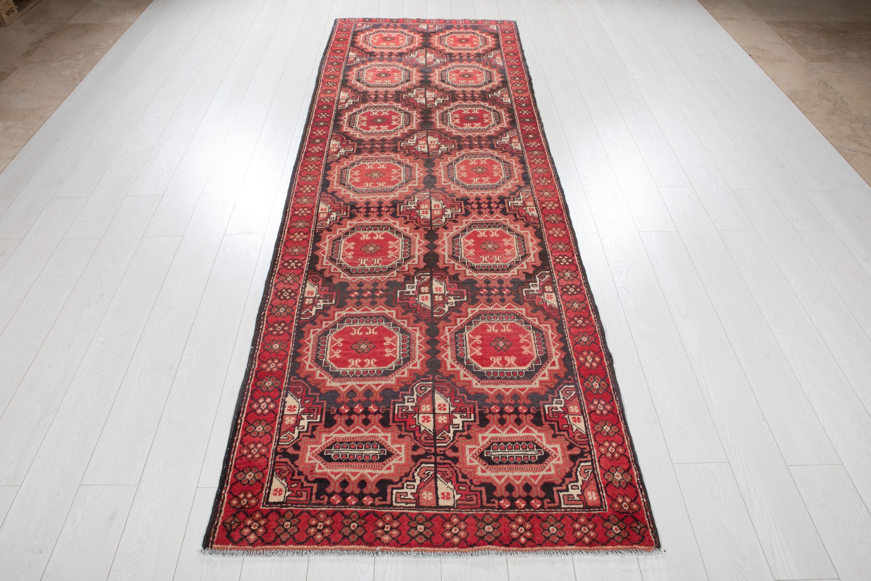 Hand-Knotted Vintage Wool Runner Rug – 10' 3" x 3' 5" (312 x 104 cm) - Yasi & Fara