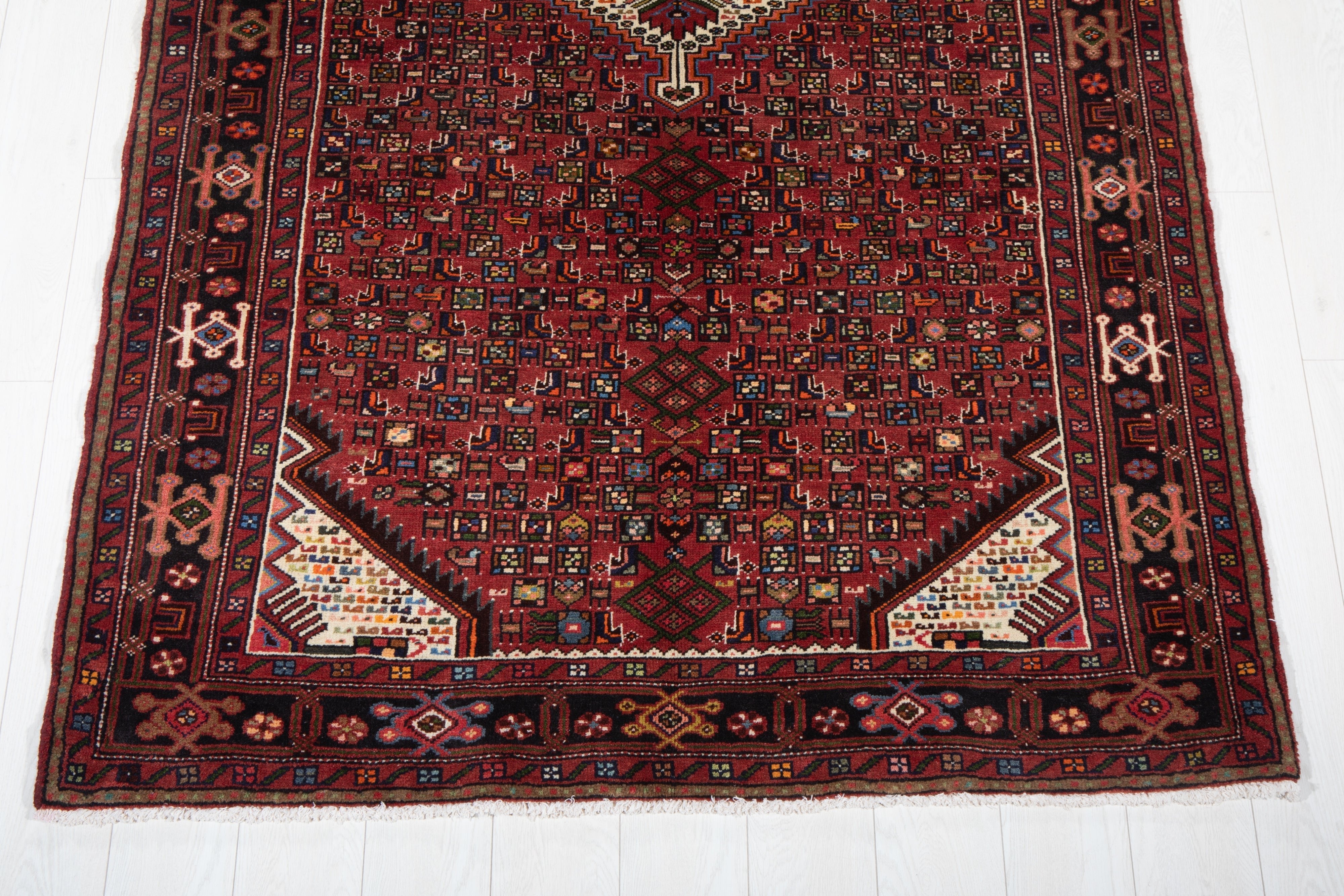 Hand-Knotted Vintage Wool Area Rug – 8' x 4' 8" (245 x 144 cm) - Yasi & Fara