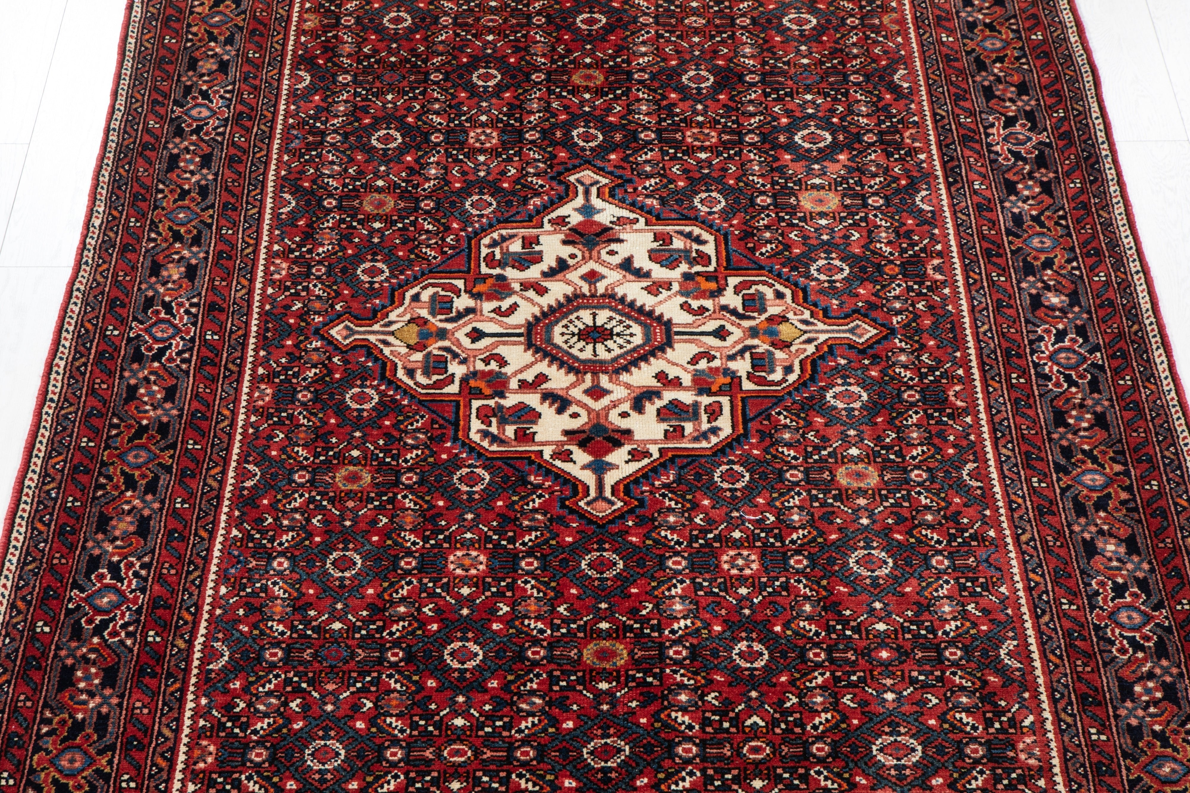 Hand-Knotted Vintage Wool Area Rug – 10' 8" x 5' (324 x 153 cm) - Yasi & Fara