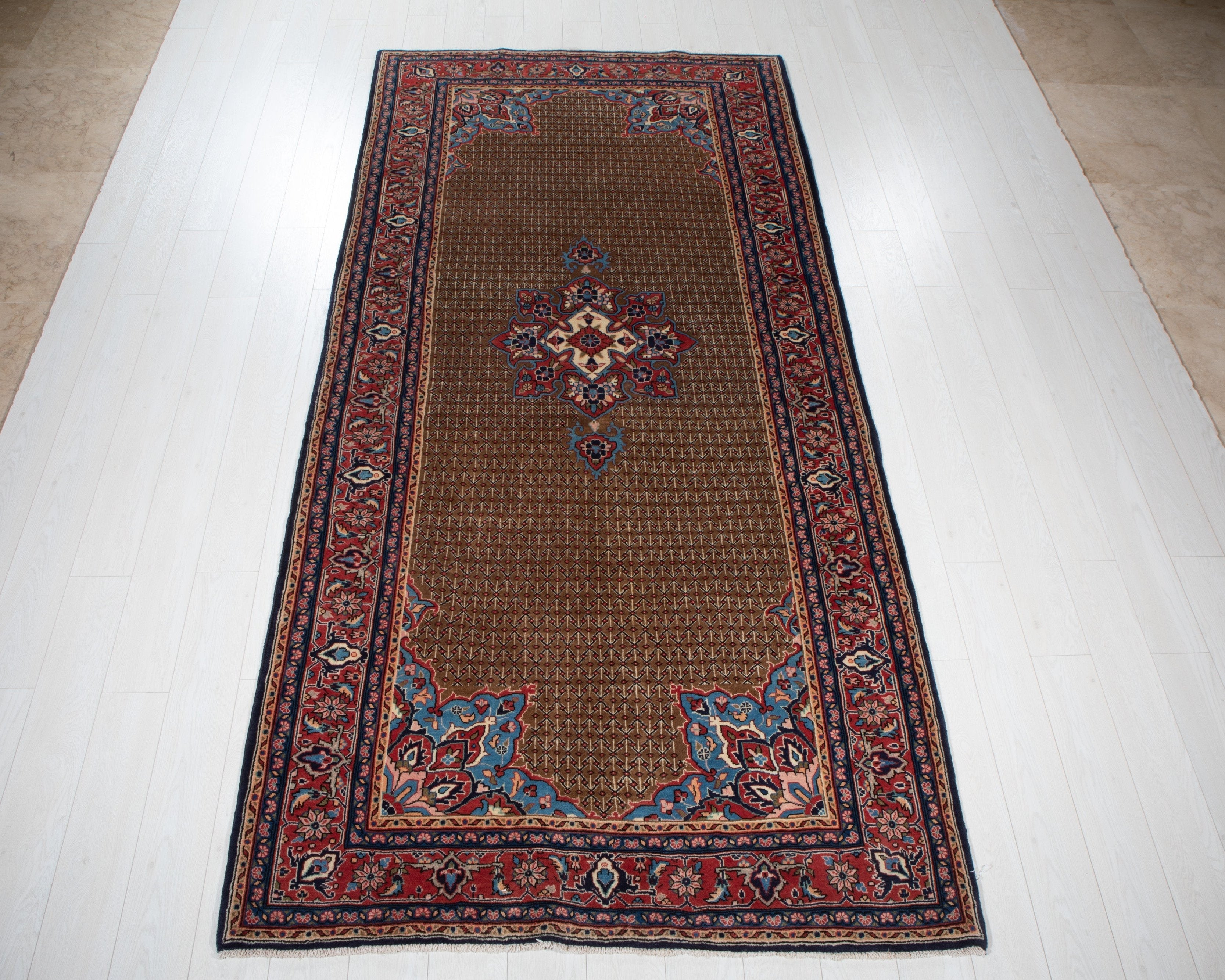 Hand-Knotted Vintage Wool Area Rug – 9'11" x 4'10" (303 x 146 cm) - Yasi & Fara