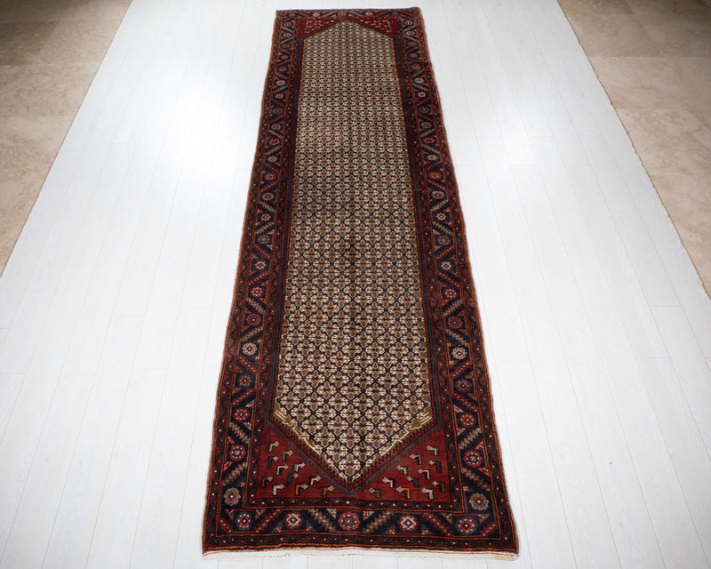 12' 3" x 3' 6" Excellent Hand-Knotted Vintage Tribal Runner Rug - Yasi & Fara 