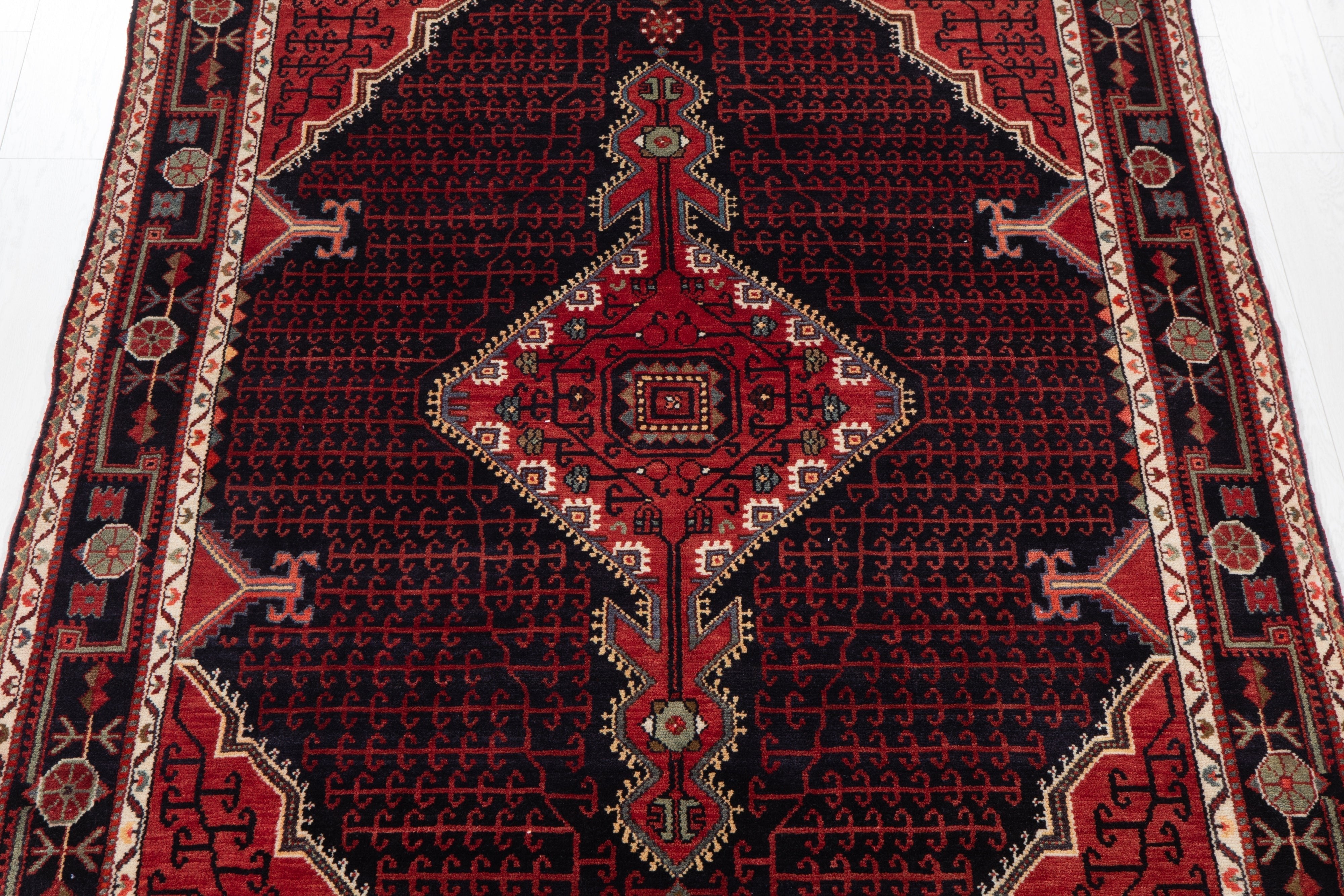Hand-Knotted Vintage Wool Area Rug – 8' 2" x 5' 2" (249 x 157 cm) - Yasi & Fara