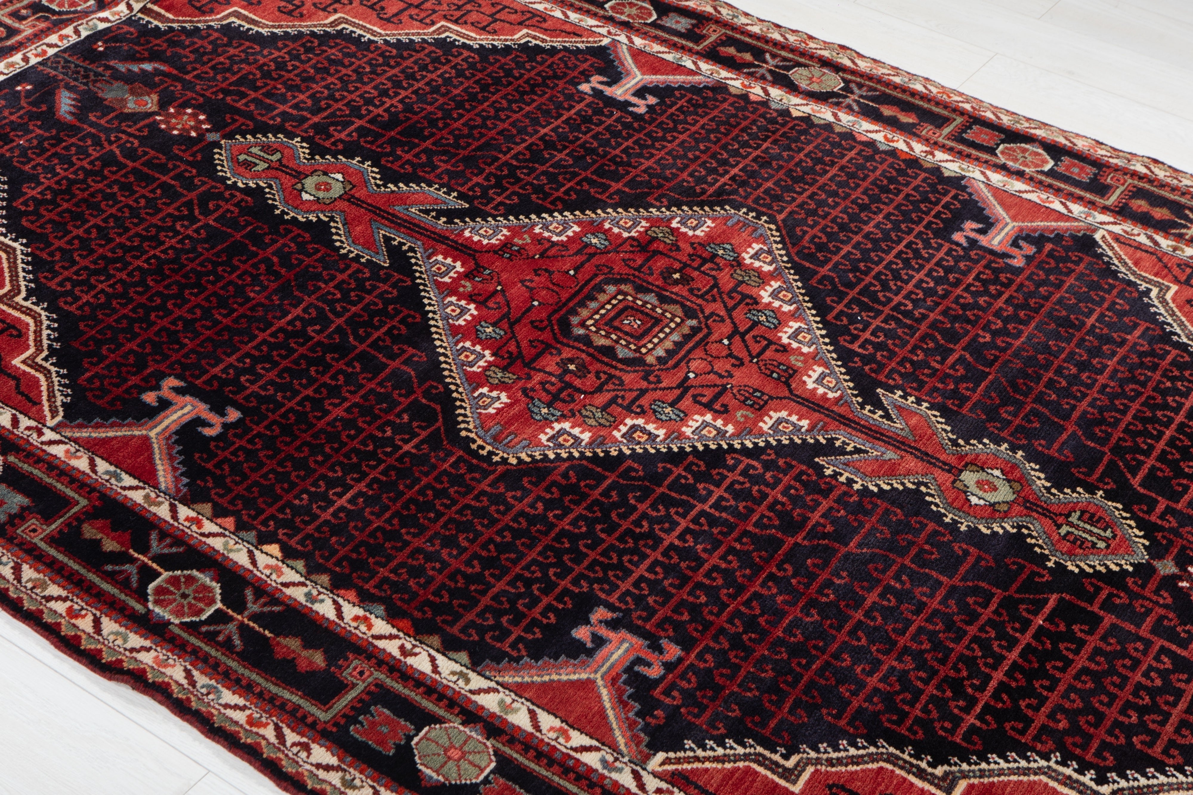 Hand-Knotted Vintage Wool Area Rug – 8' 2" x 5' 2" (249 x 157 cm) - Yasi & Fara