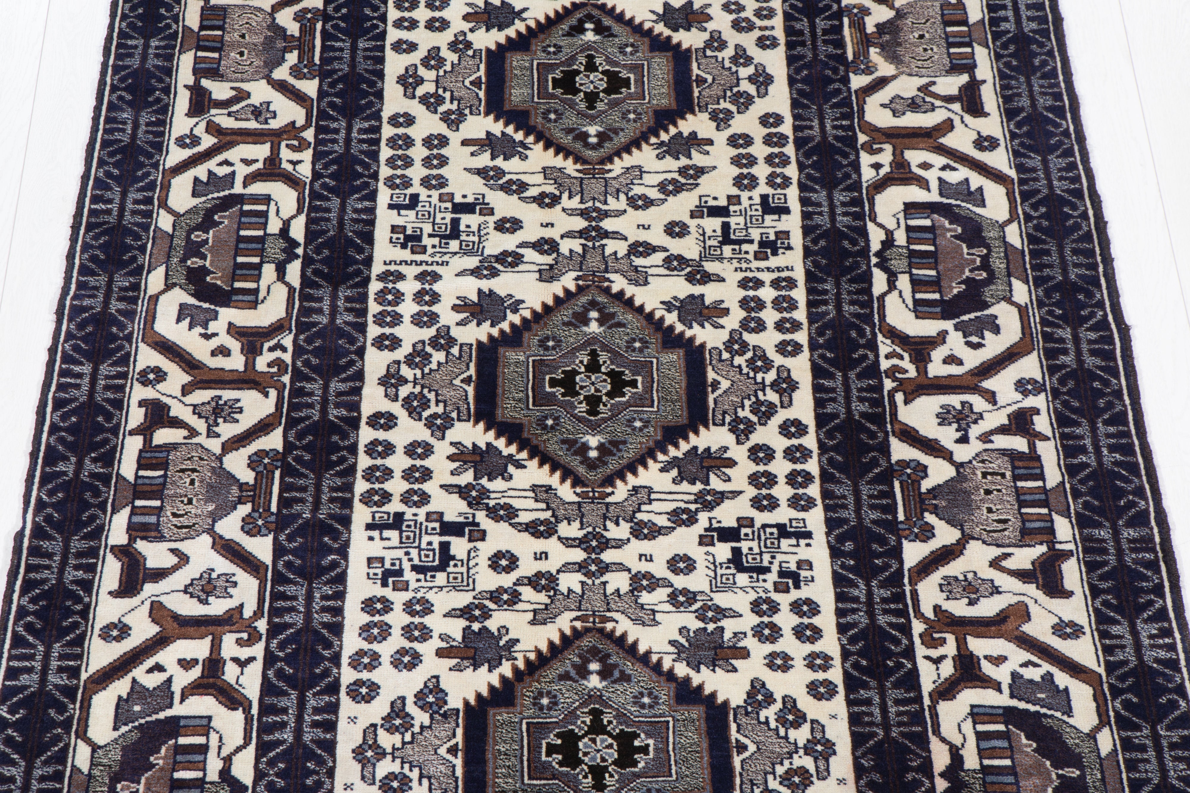 Hand-Knotted Vintage Wool Area Rug – 6' 5" x 3' 11" (194 x 118 cm) - Yasi & Fara