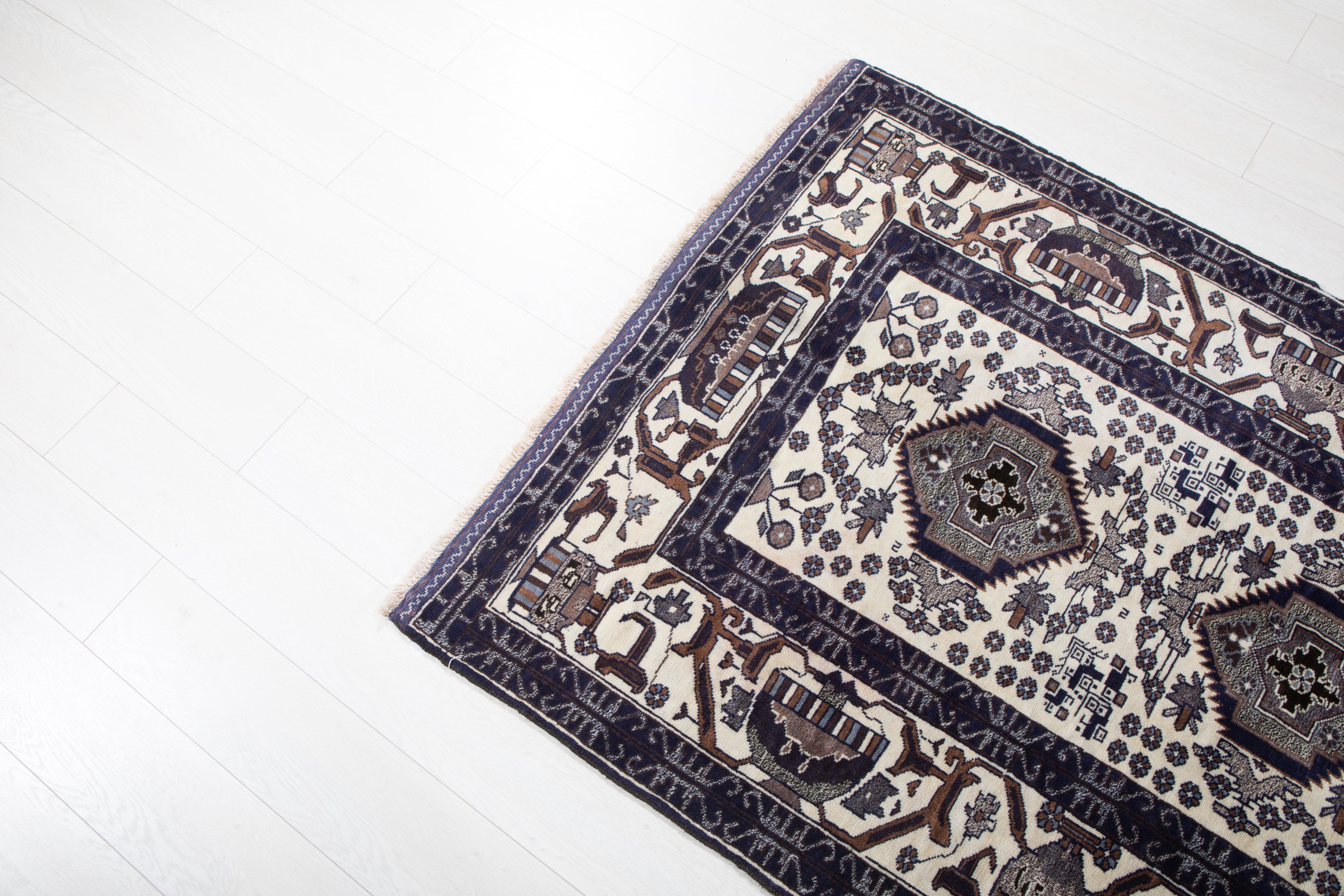 Hand-Knotted Vintage Wool Area Rug – 6' 5" x 3' 11" (194 x 118 cm) - Yasi & Fara