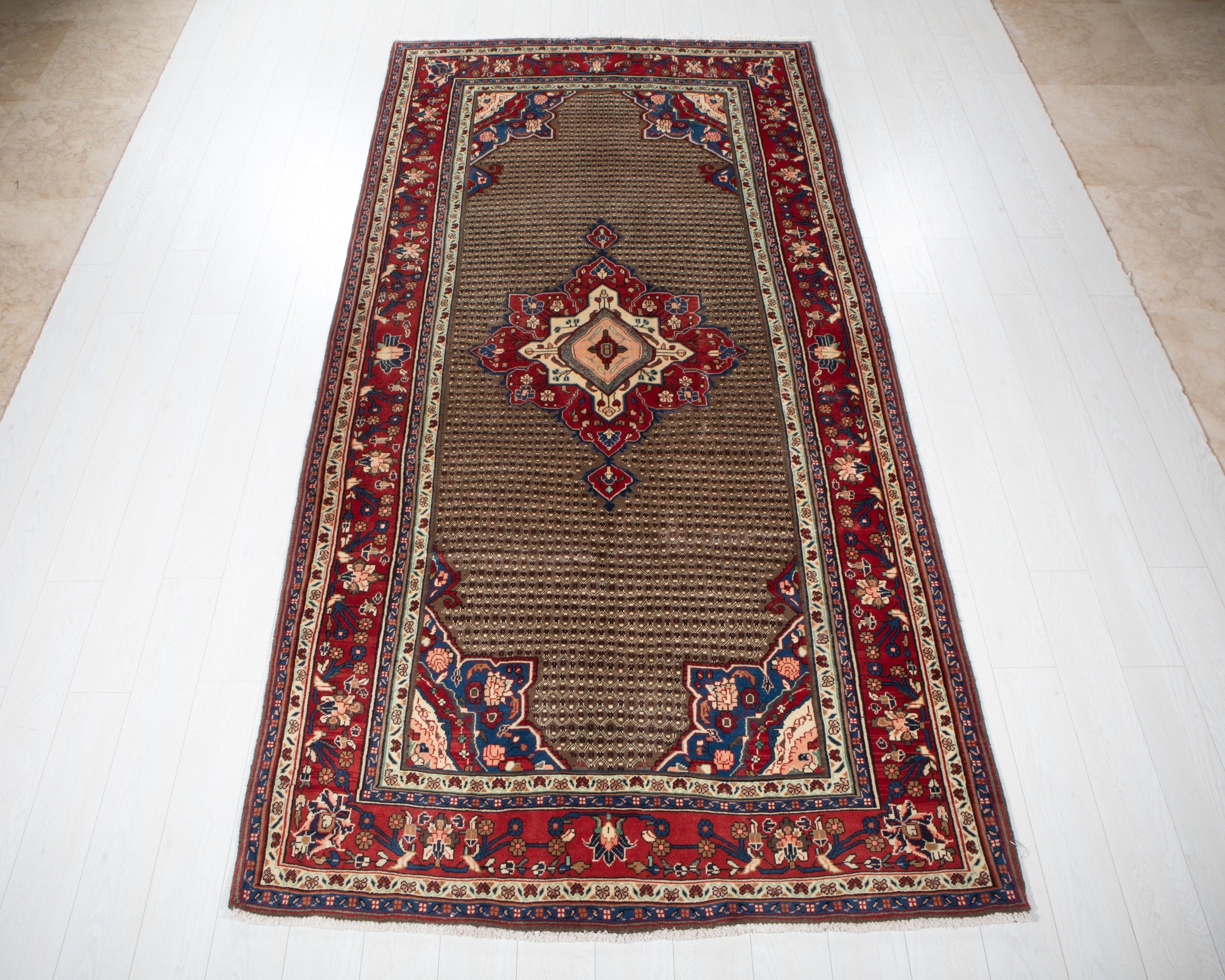 Hand-Knotted Vintage Wool Area Rug – 10' 6" x 5' 1" (320 x 156 cm) - Yasi & Fara