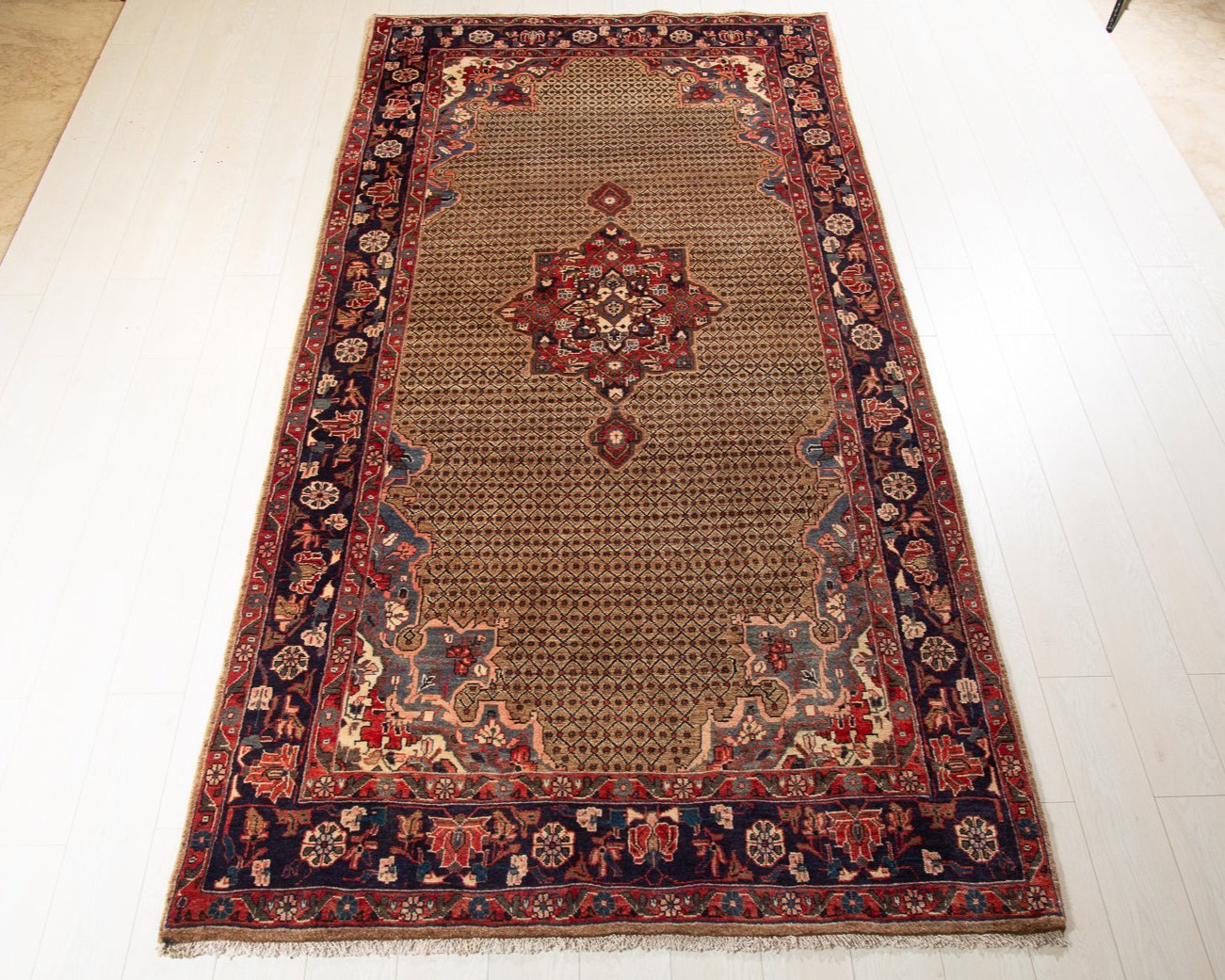 Hand-Knotted Vintage Wool Area Rug – 9' 9" x 4' 10" (297 x 148 cm) - Yasi & Fara