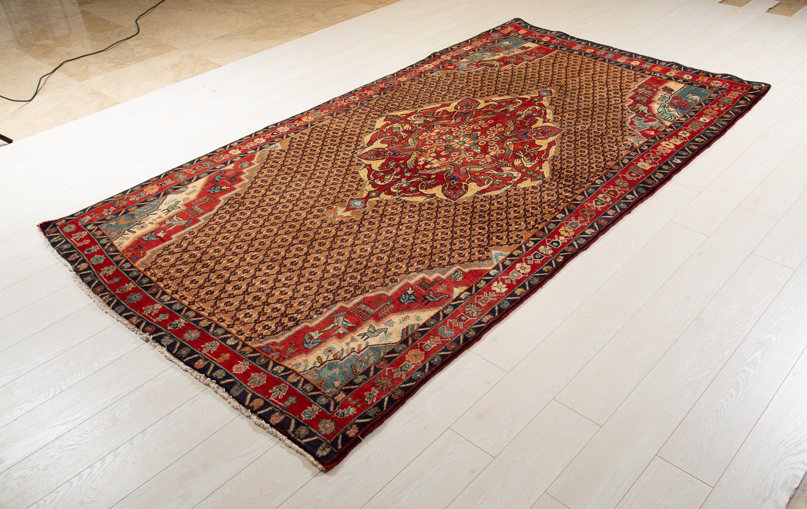 Hand-Knotted Vintage Wool Area Rug – 9' 5" x 5' 1" (287 x 154 cm) - Yasi & Fara