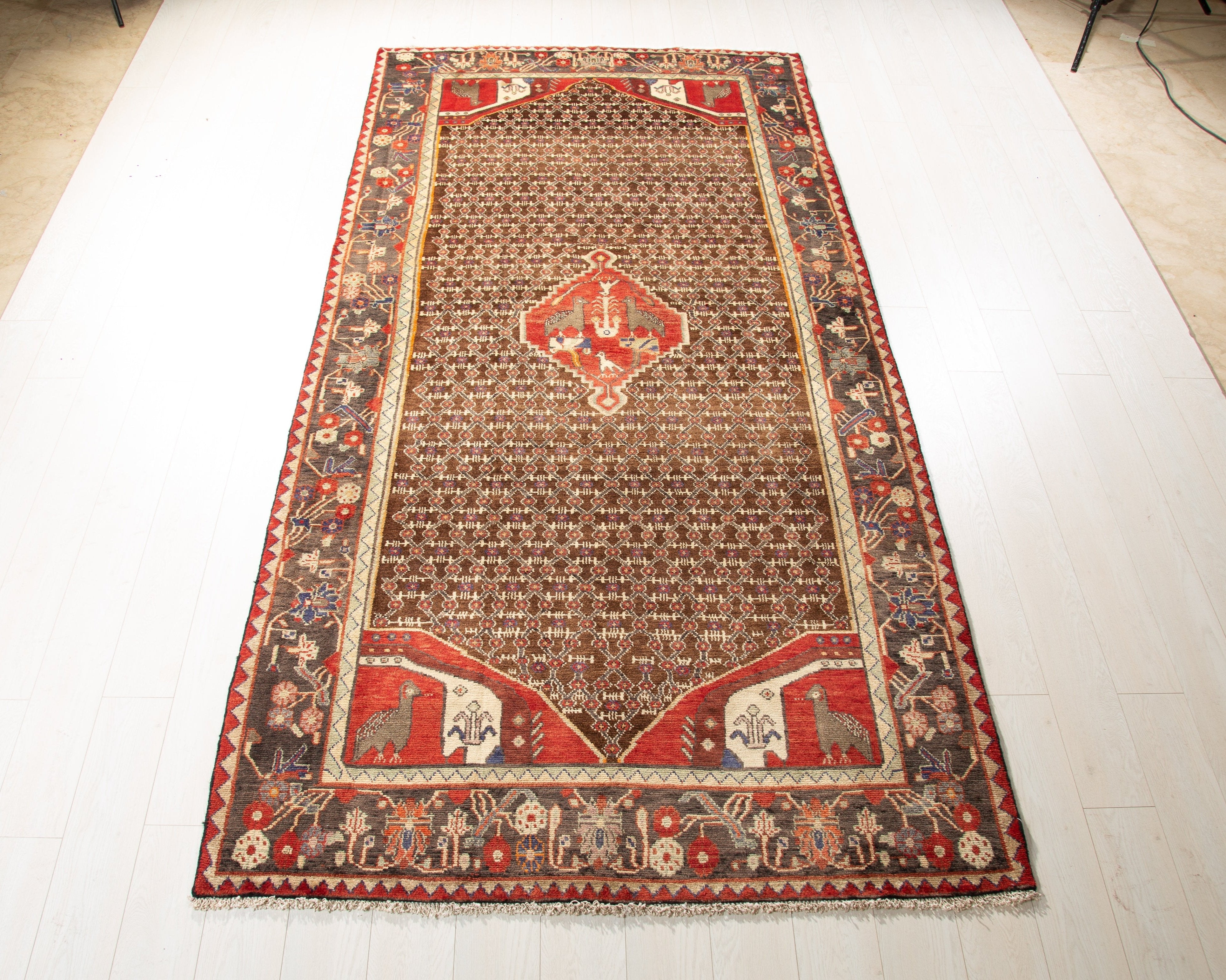 Hand-Knotted Vintage Wool Area Rug – 10' x 4' 10" (304 x 148 cm) - Yasi & Fara