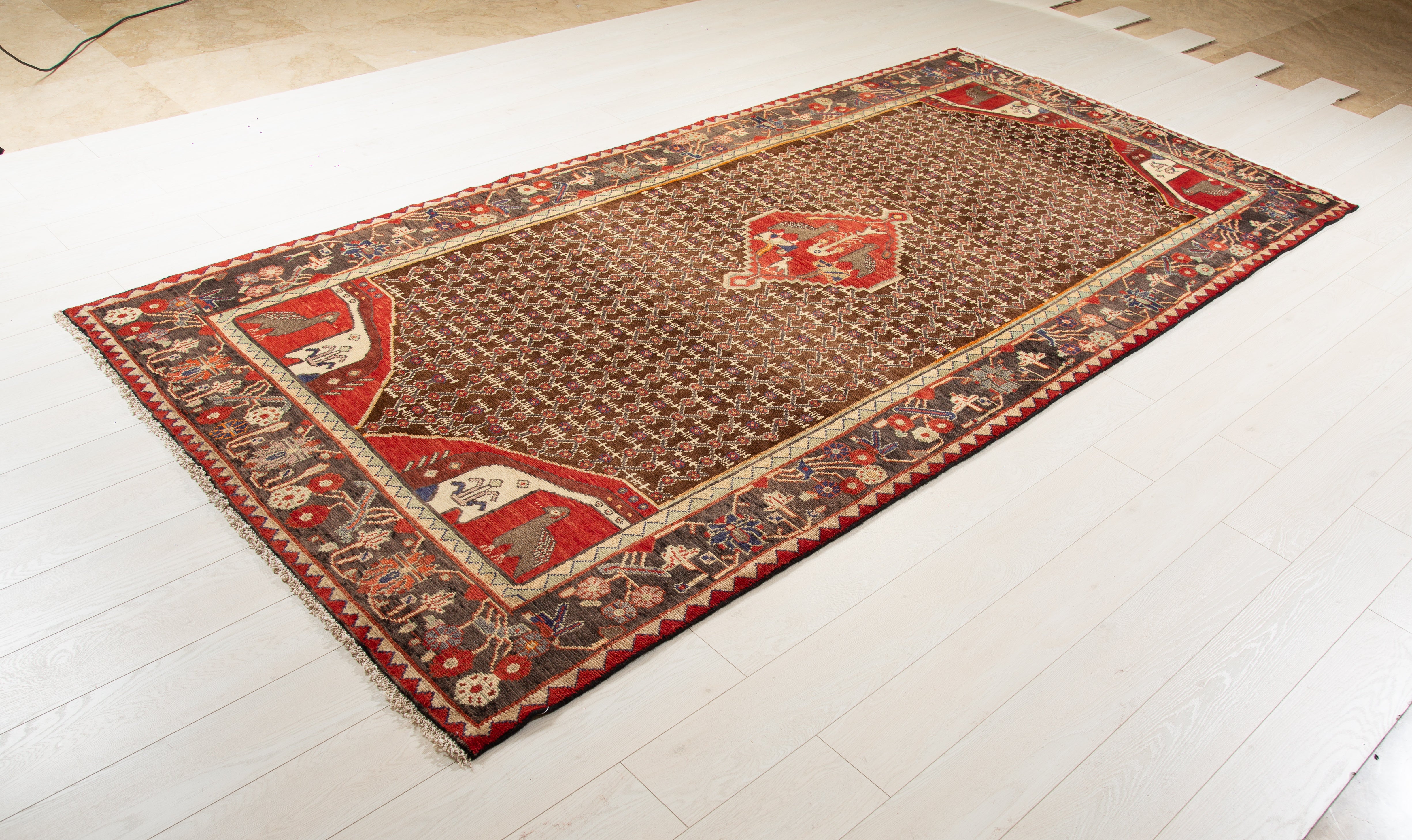 Hand-Knotted Vintage Wool Area Rug – 10' x 4' 10" (304 x 148 cm) - Yasi & Fara