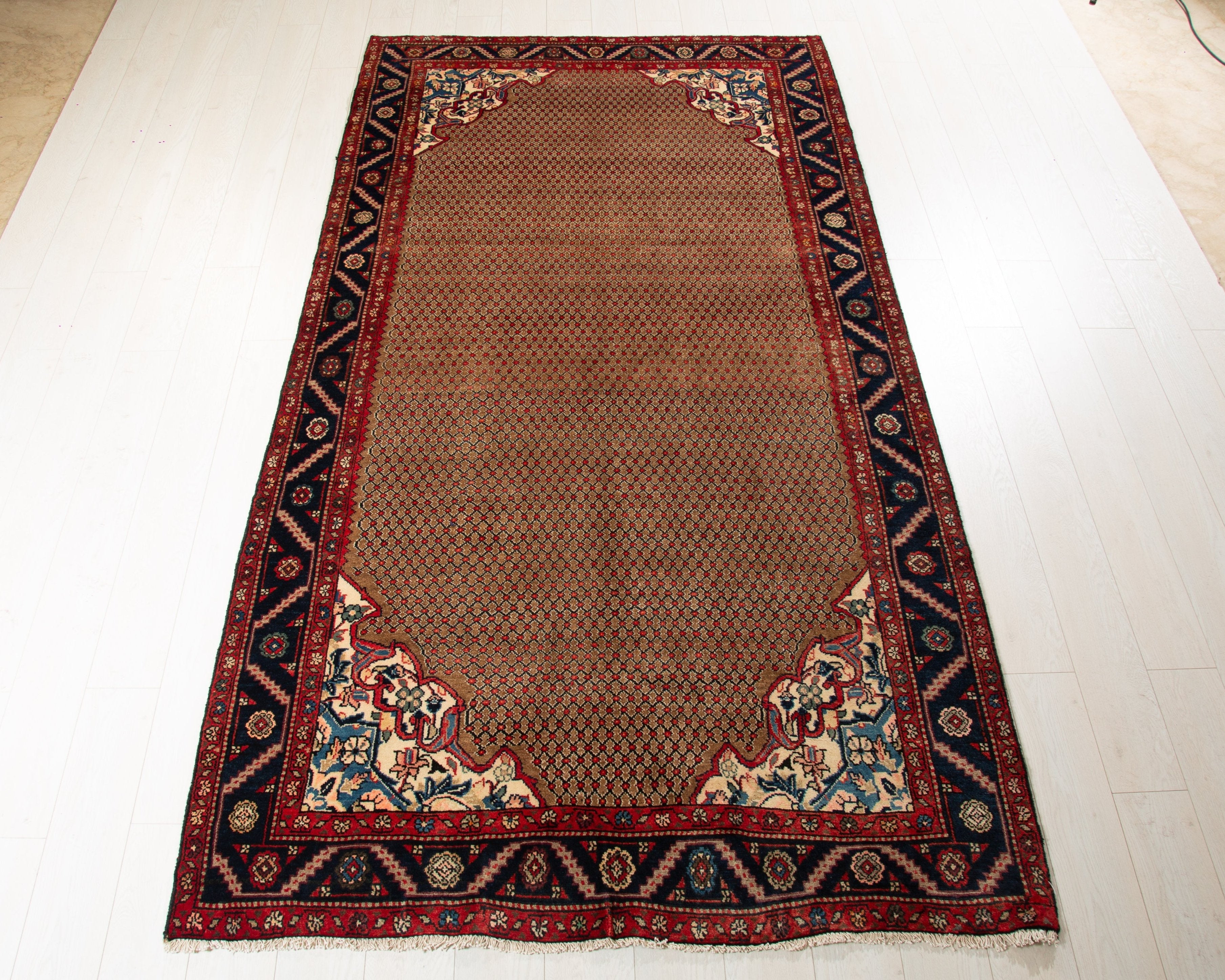 Hand-Knotted Vintage Wool Area Rug – 9' 5" x 4' 10" (287 x 146 cm) - Yasi & Fara